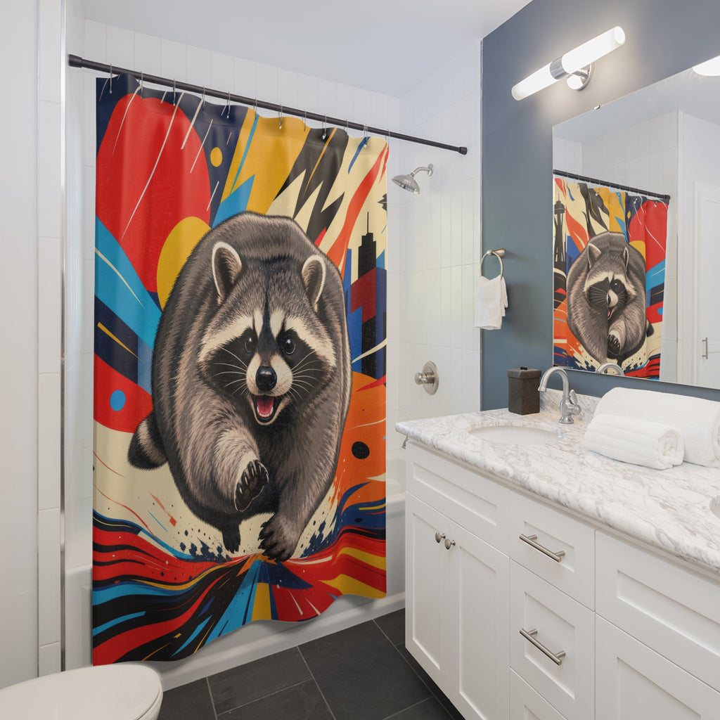 Jimothy Raccoon Pop Art Sprint Shower Curtain