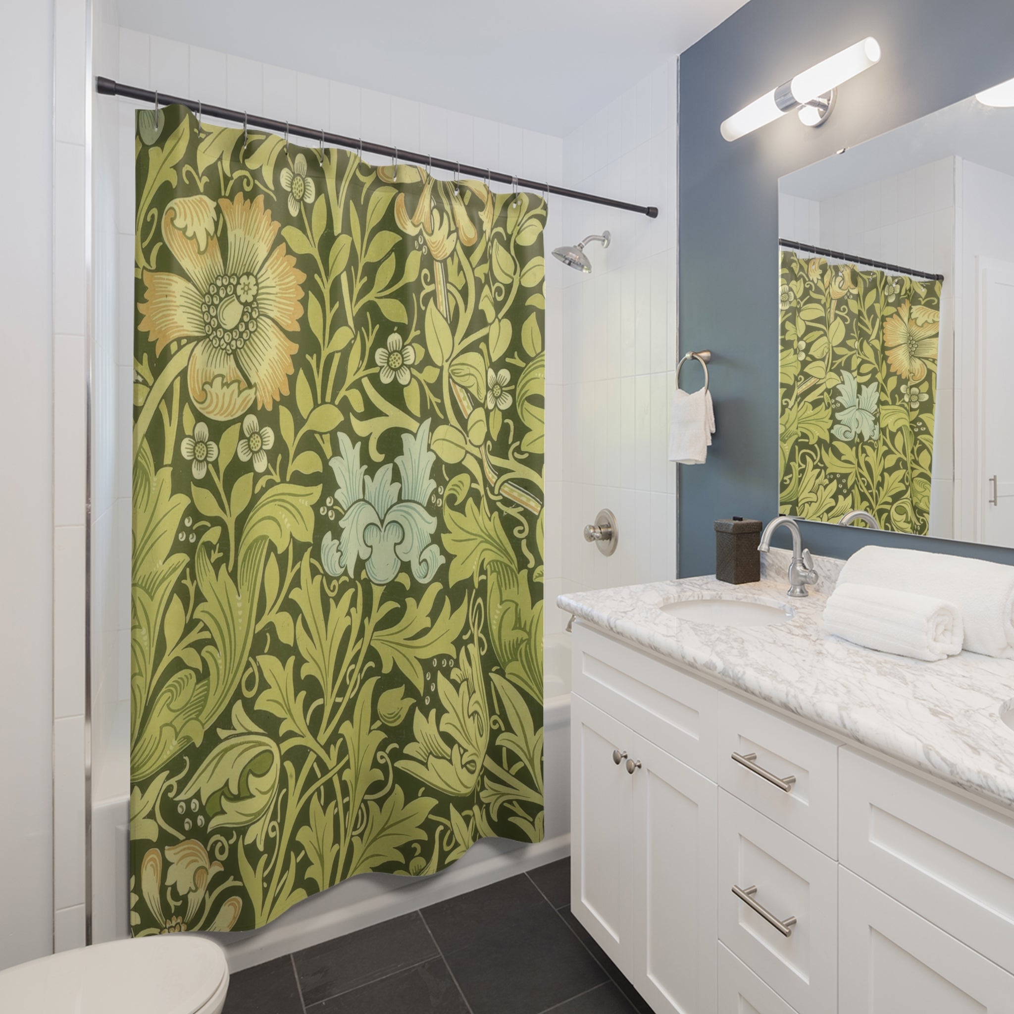 Morris Compton Shower Curtain – Olive Green 1896