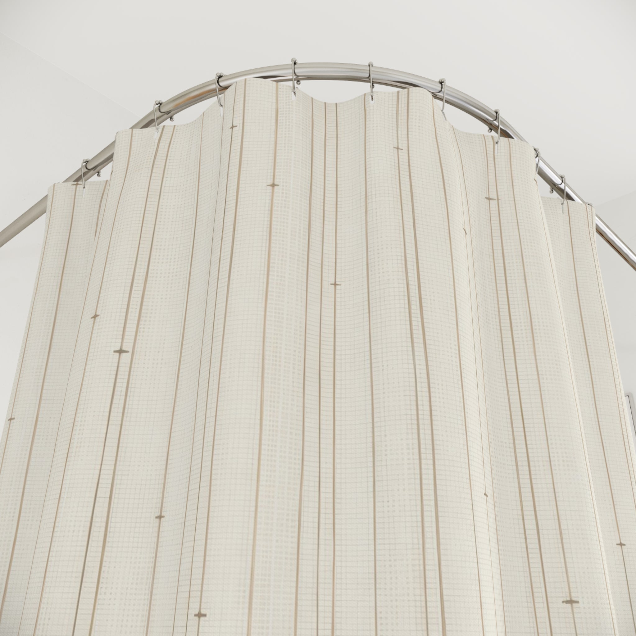 Cream Beige Pinstripe Shower Curtain