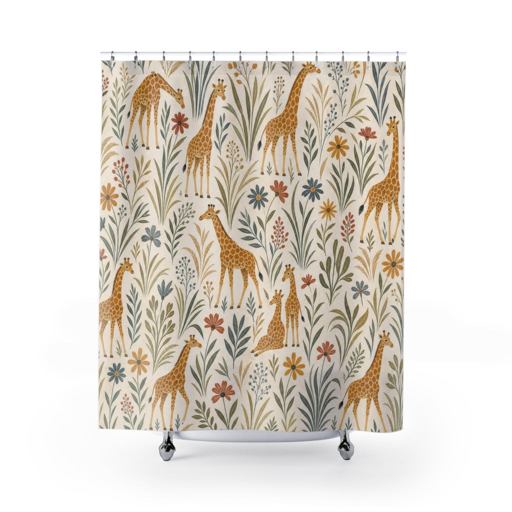Botanical Safari Animal giraffe small shower curtain with full front view