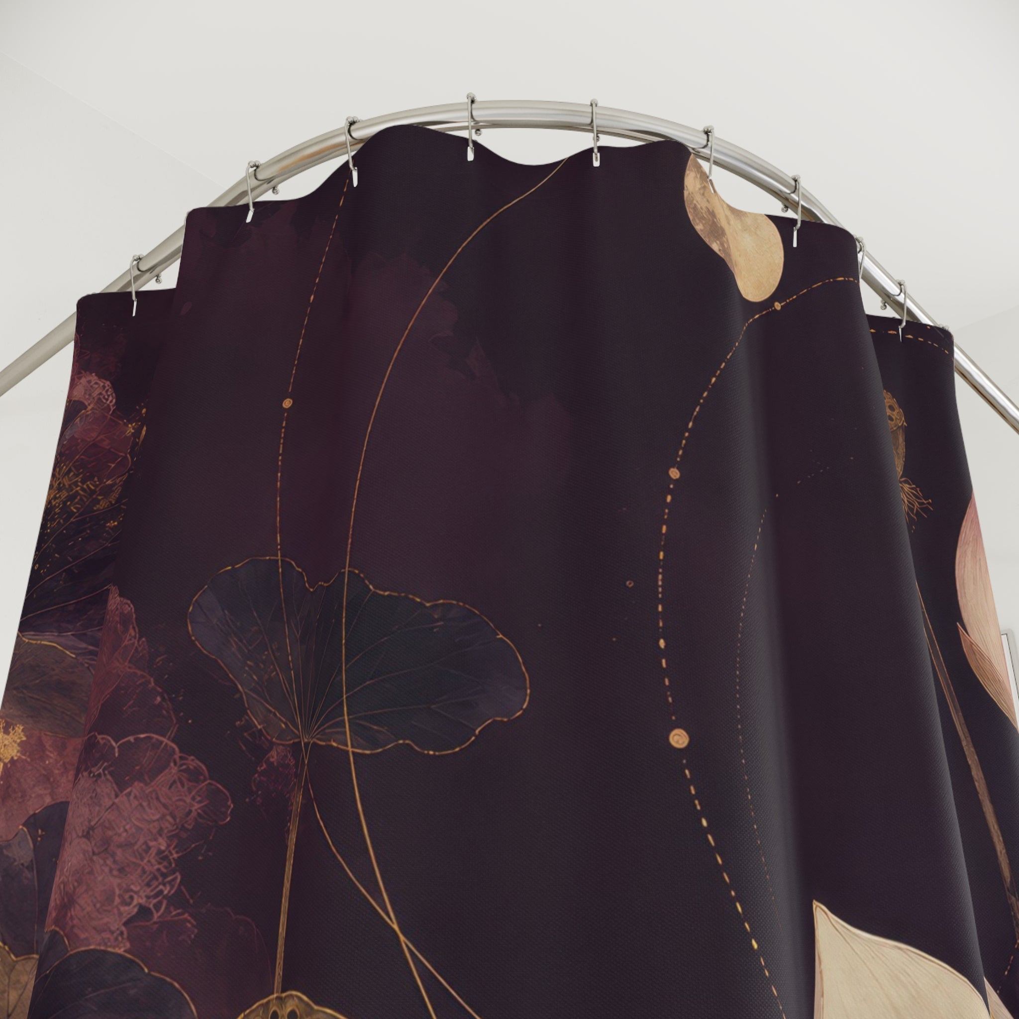 Moonlit Lotus Elegant Shower Curtain