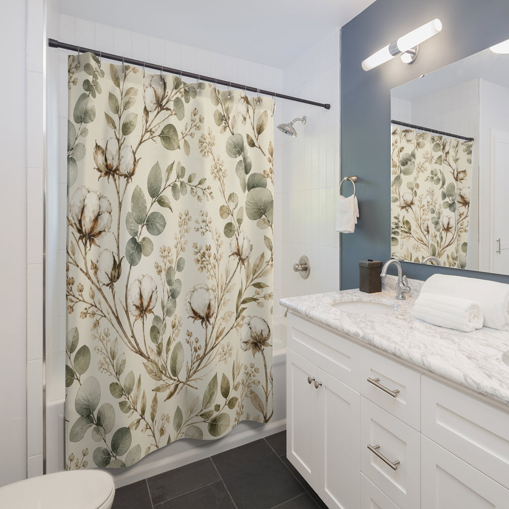 Eucalyptus Green Leaf Shower Curtain