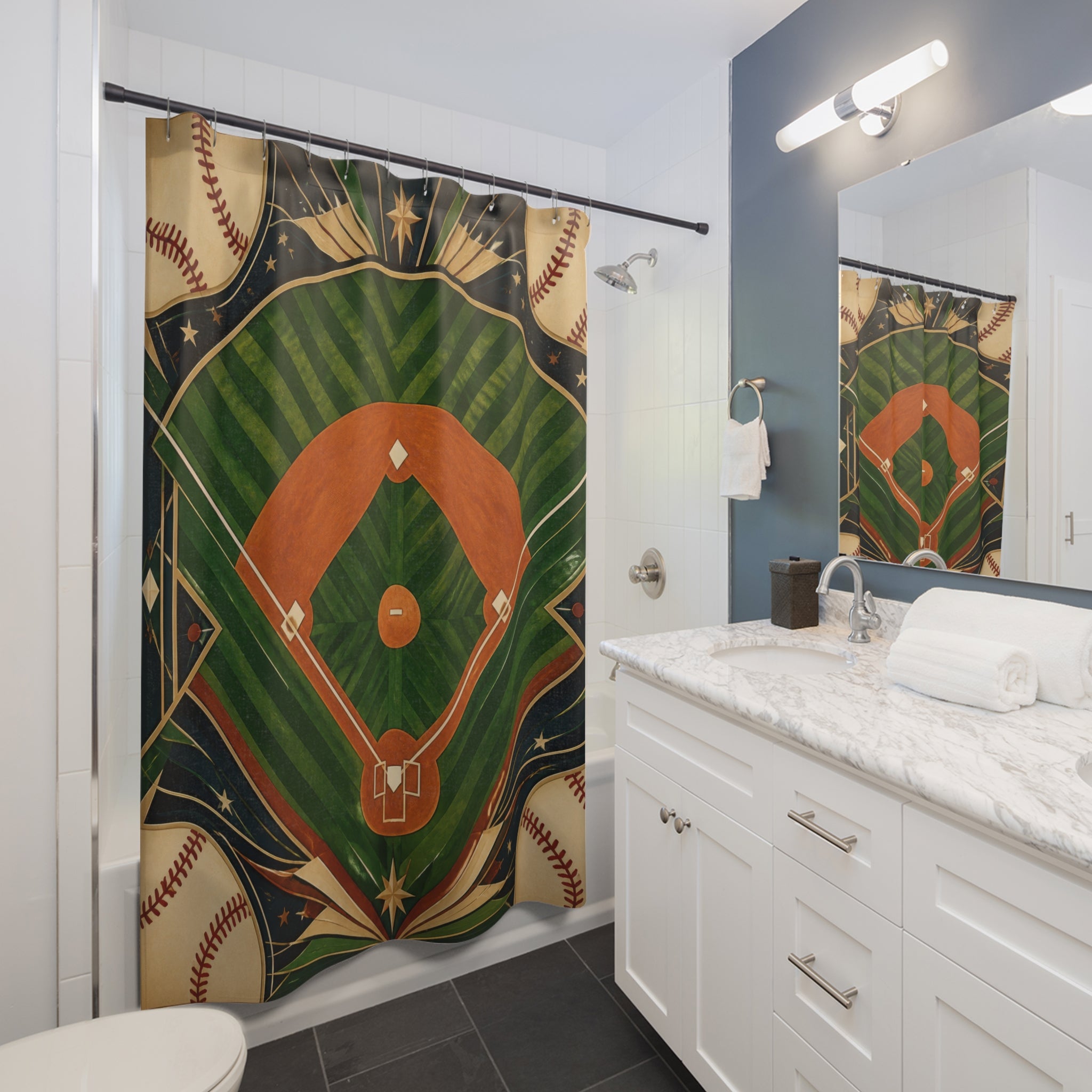 Unique Baseball Shower Curtain