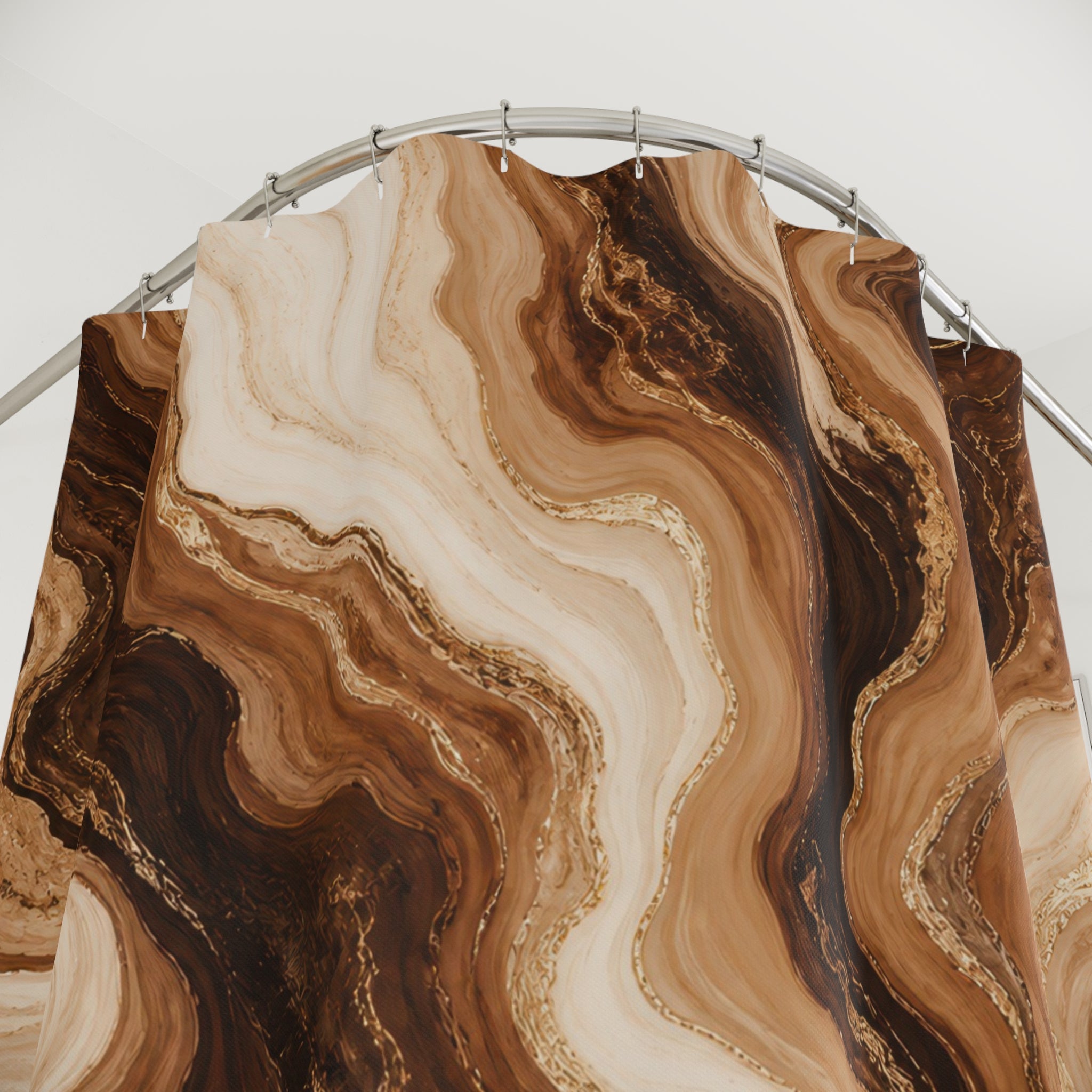 Brown Cream Agate Swirl Shower Curtain