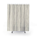 Wavy Grey Pinstripe Shower Curtain, Grey Ivory Modern Bathroom Decor, Modern Stripe Bath Curtain, Guest Bath Decor, Small Bathroom Decor