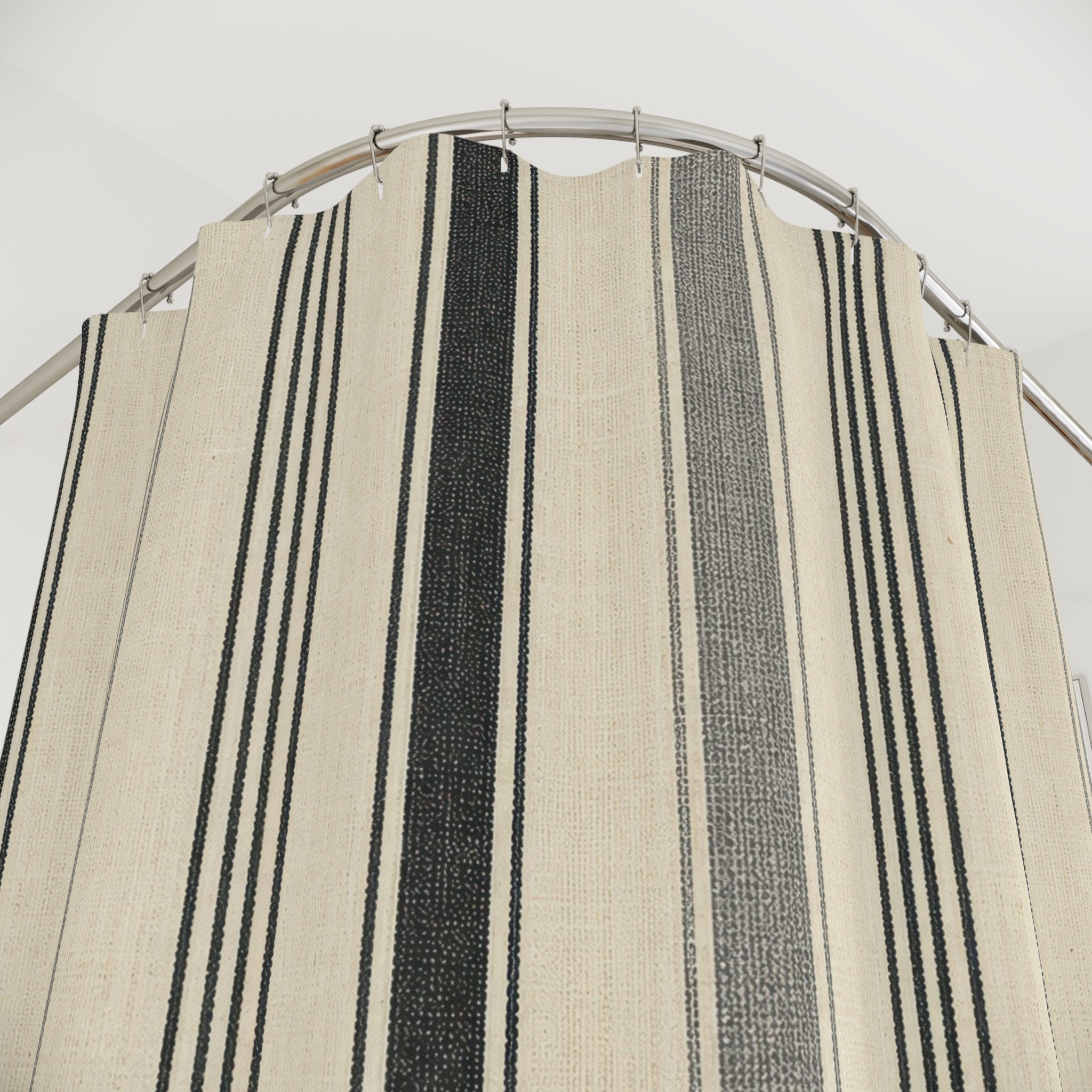 Black Flax Stripe Shower Curtain