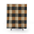 Buffalo Check Shower Curtain, Black Tan Brown Plaid Pattern, Rustic Farmhouse Bathroom Decor, Lodge Guest Bath Cabin Style