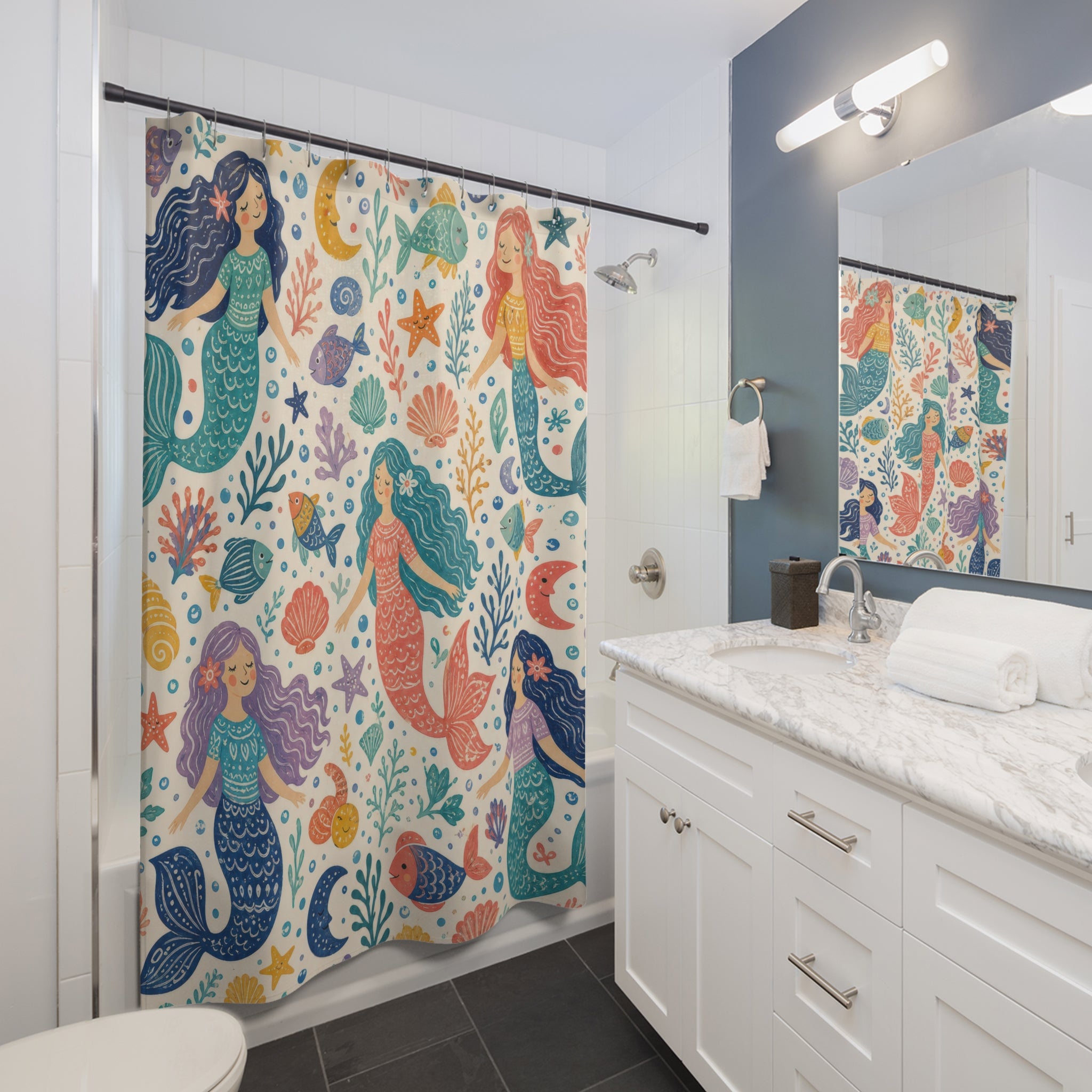 Colorful Ocean Repeat Shower Curtain