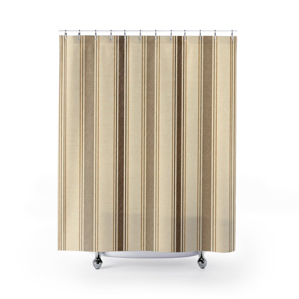 Brown Cream Pinstripe Shower Curtain