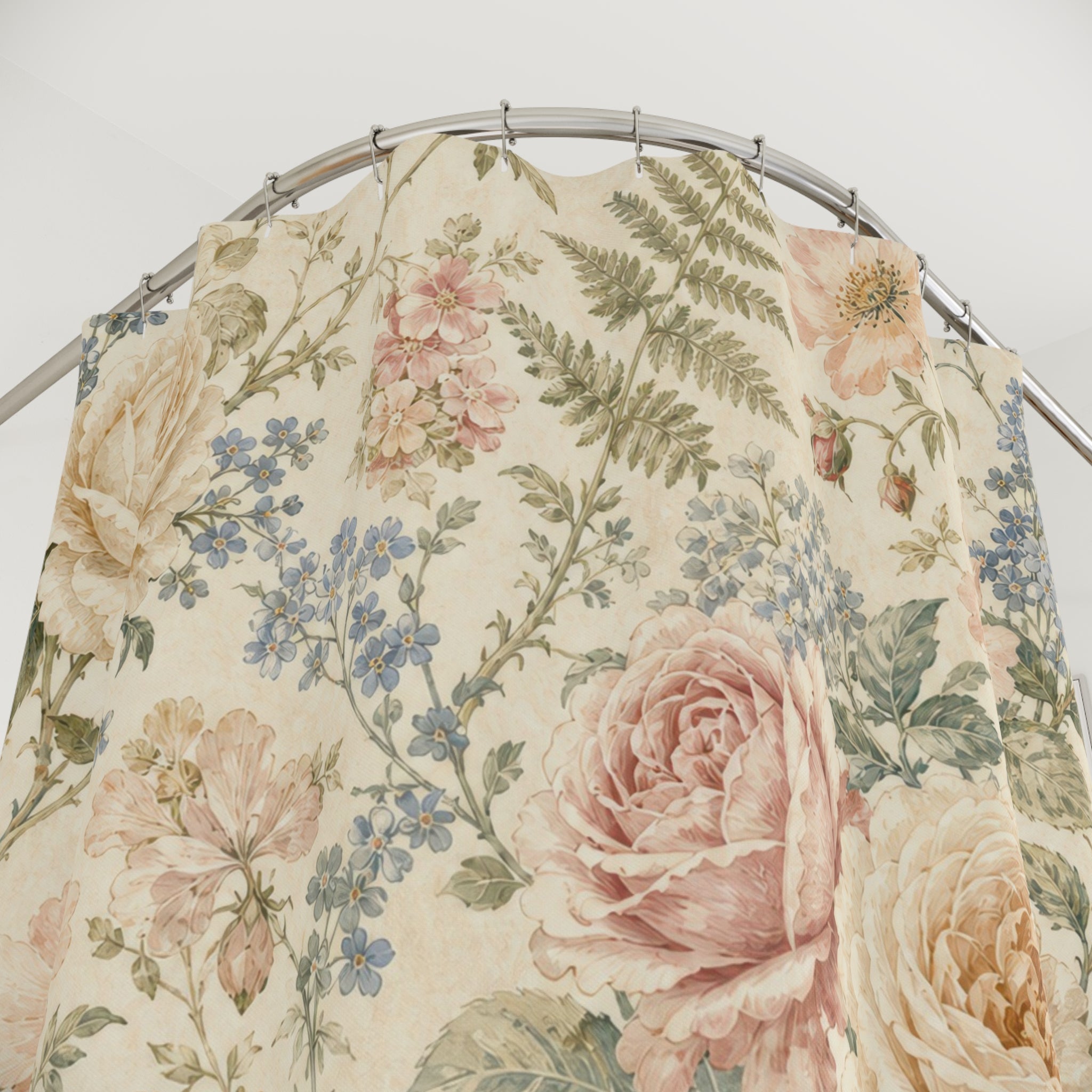Cream Garden Rose Shower Curtain