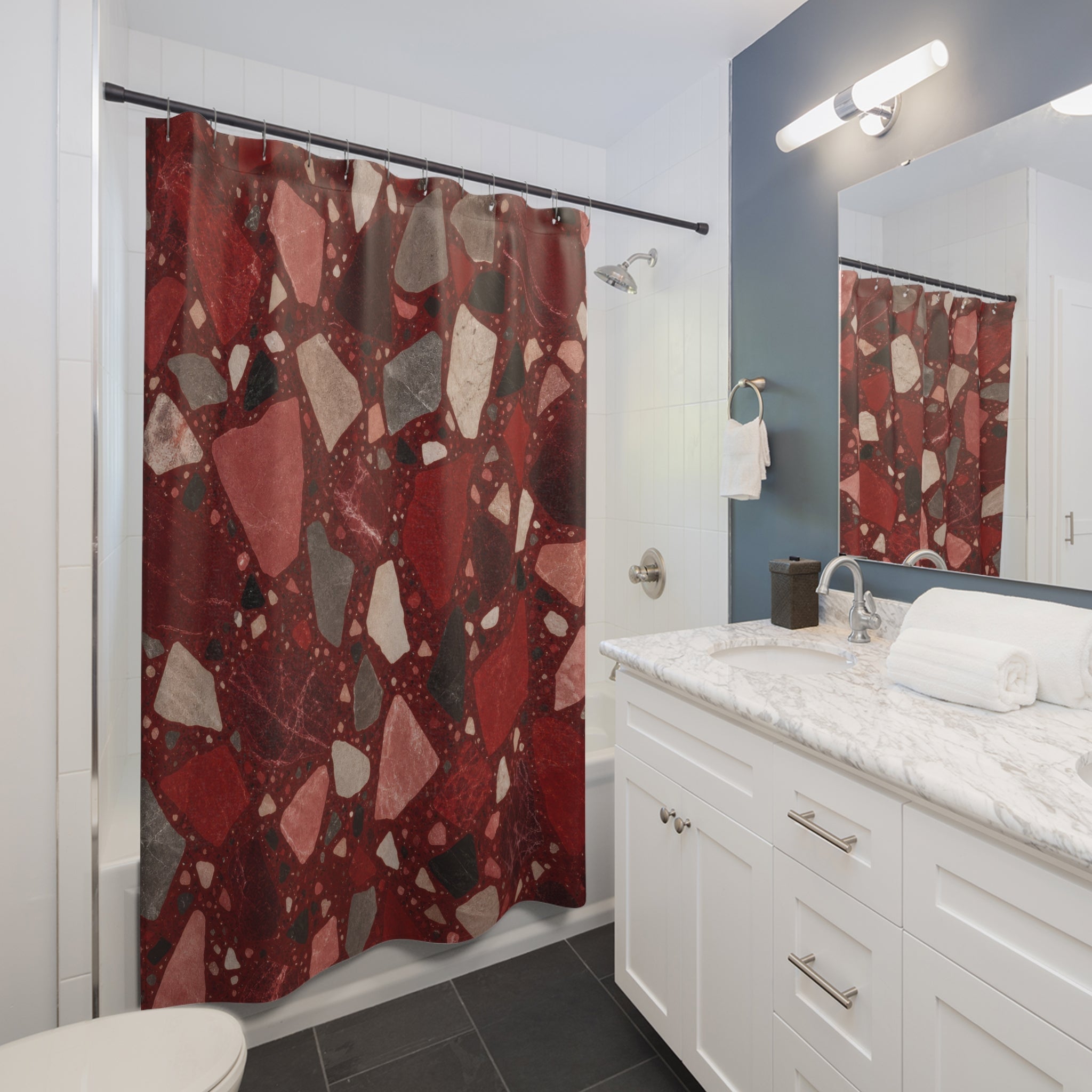 Red Terrazzo Shower Curtain