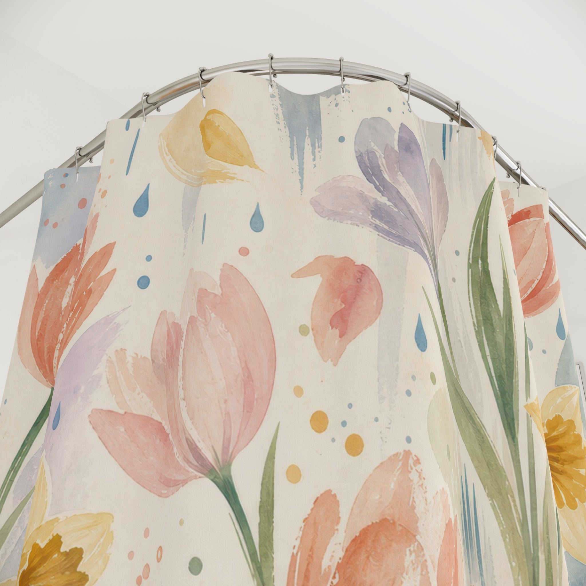 Spring Flower Watercolor Floral Shower Curtain