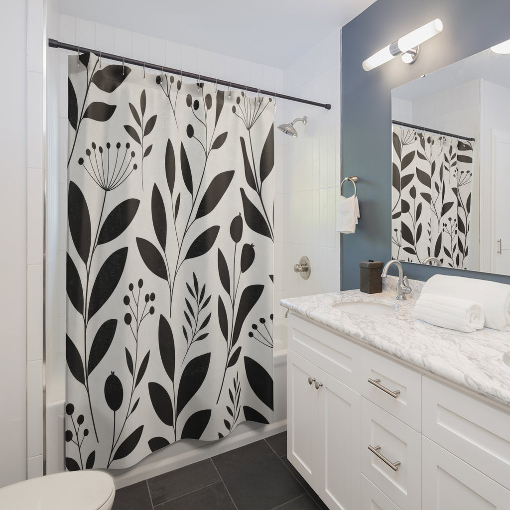 White Leaf Shower Curtain