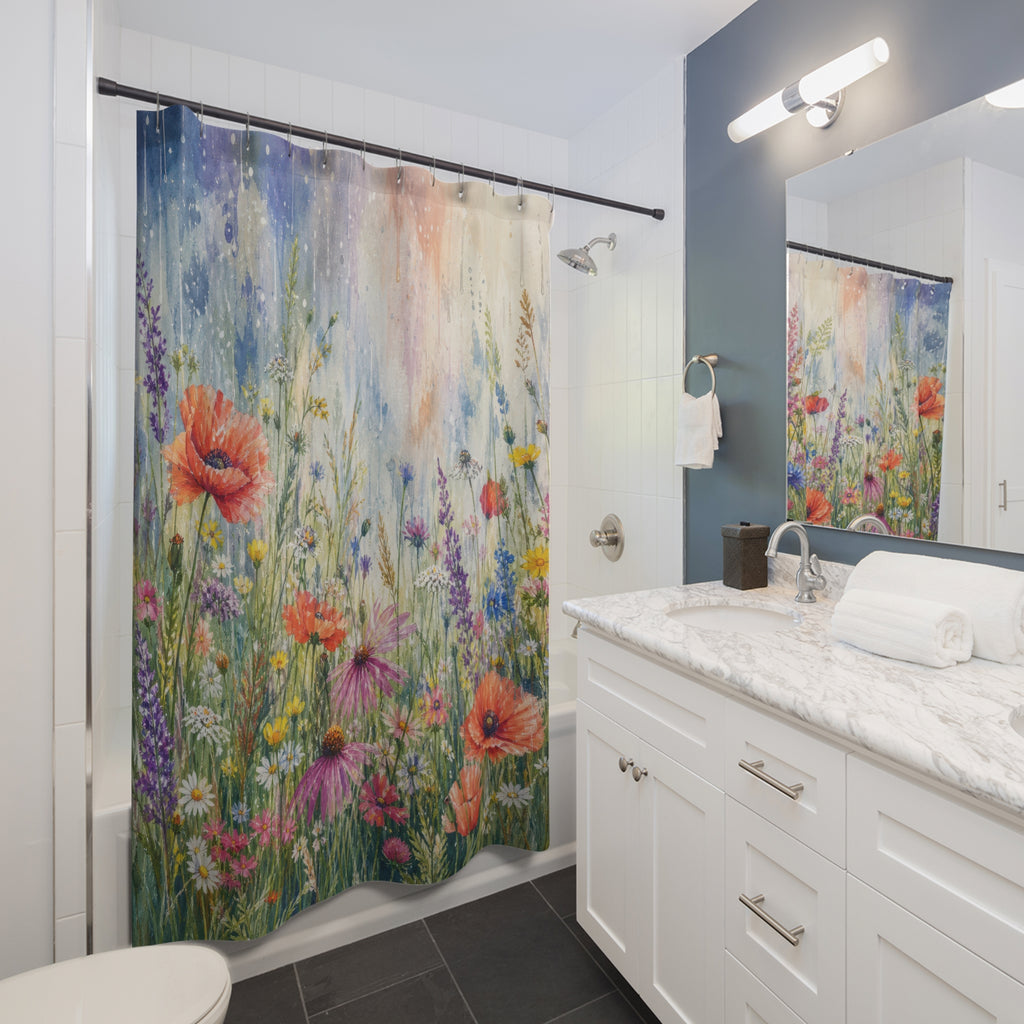 Wildflower Rain Meadow Shower Curtain
