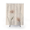 Large White Flower Line Art Shower Curtain
