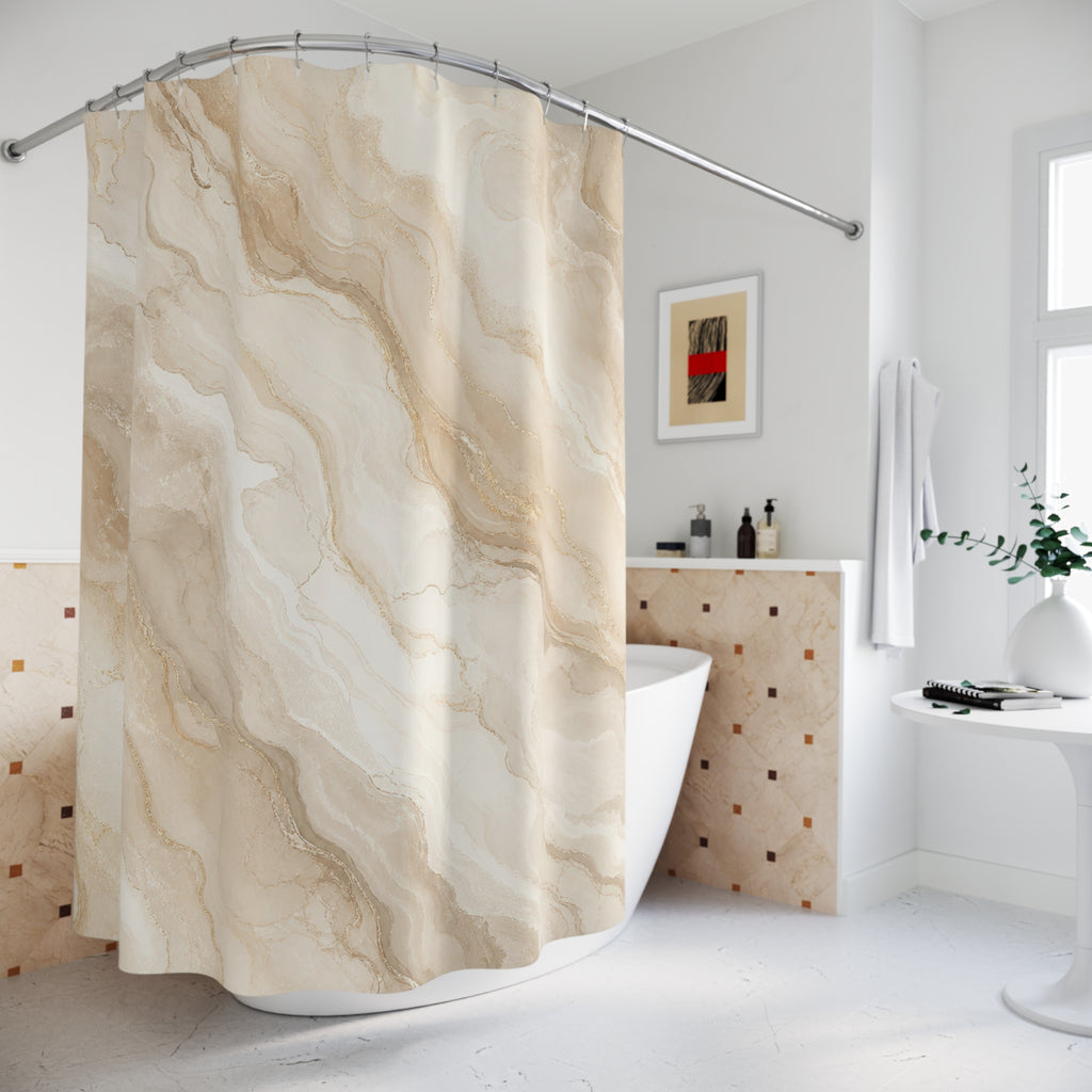Flowing Marble Stone Shower Curtain