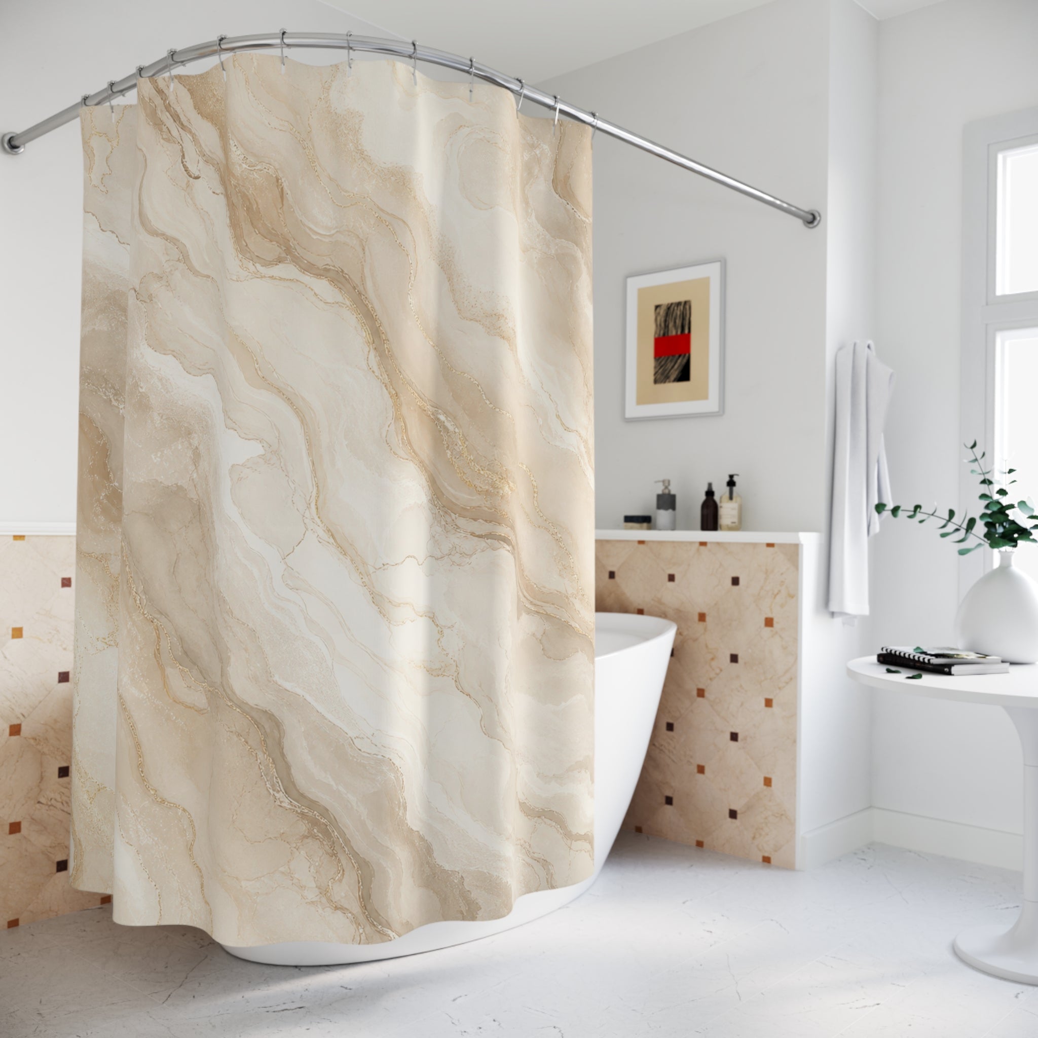 Flowing Marble Stone Shower Curtain