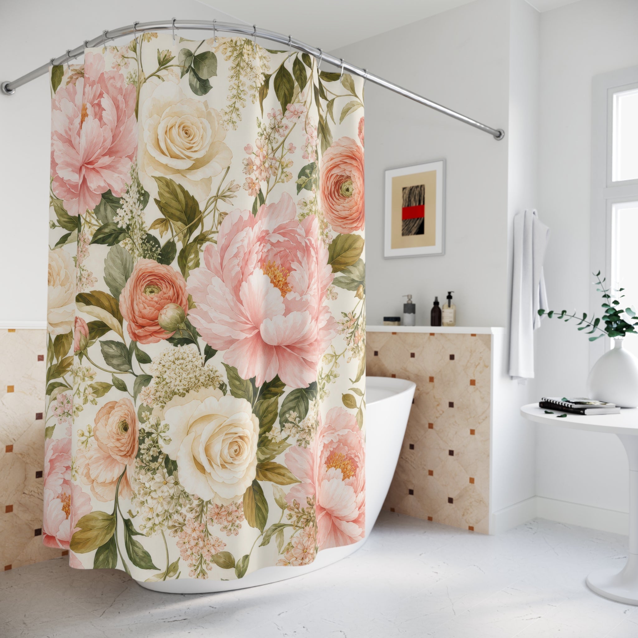 Pink Blush Rose Shower Curtain