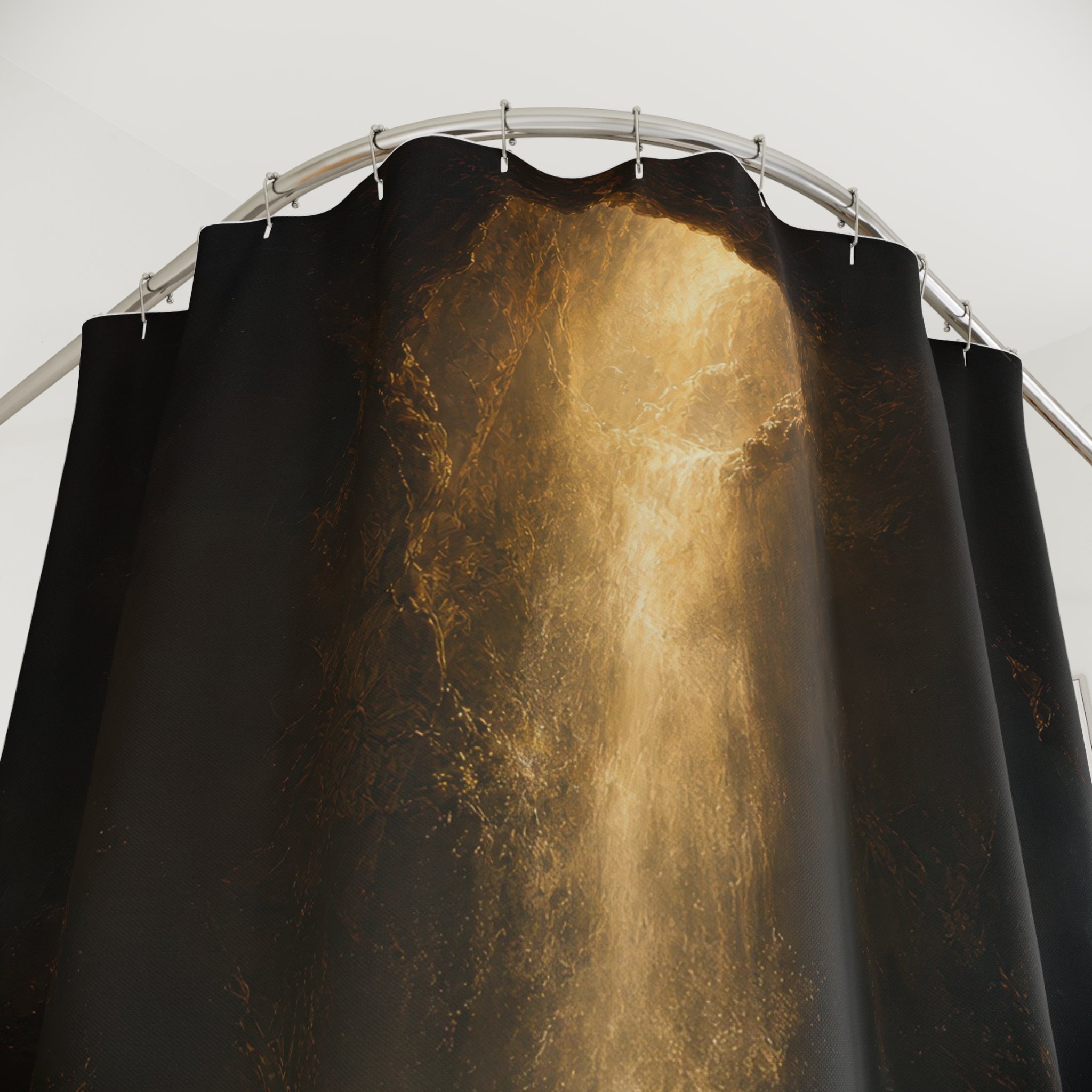 Dark Chiaroscuro Falls Print Shower Curtain
