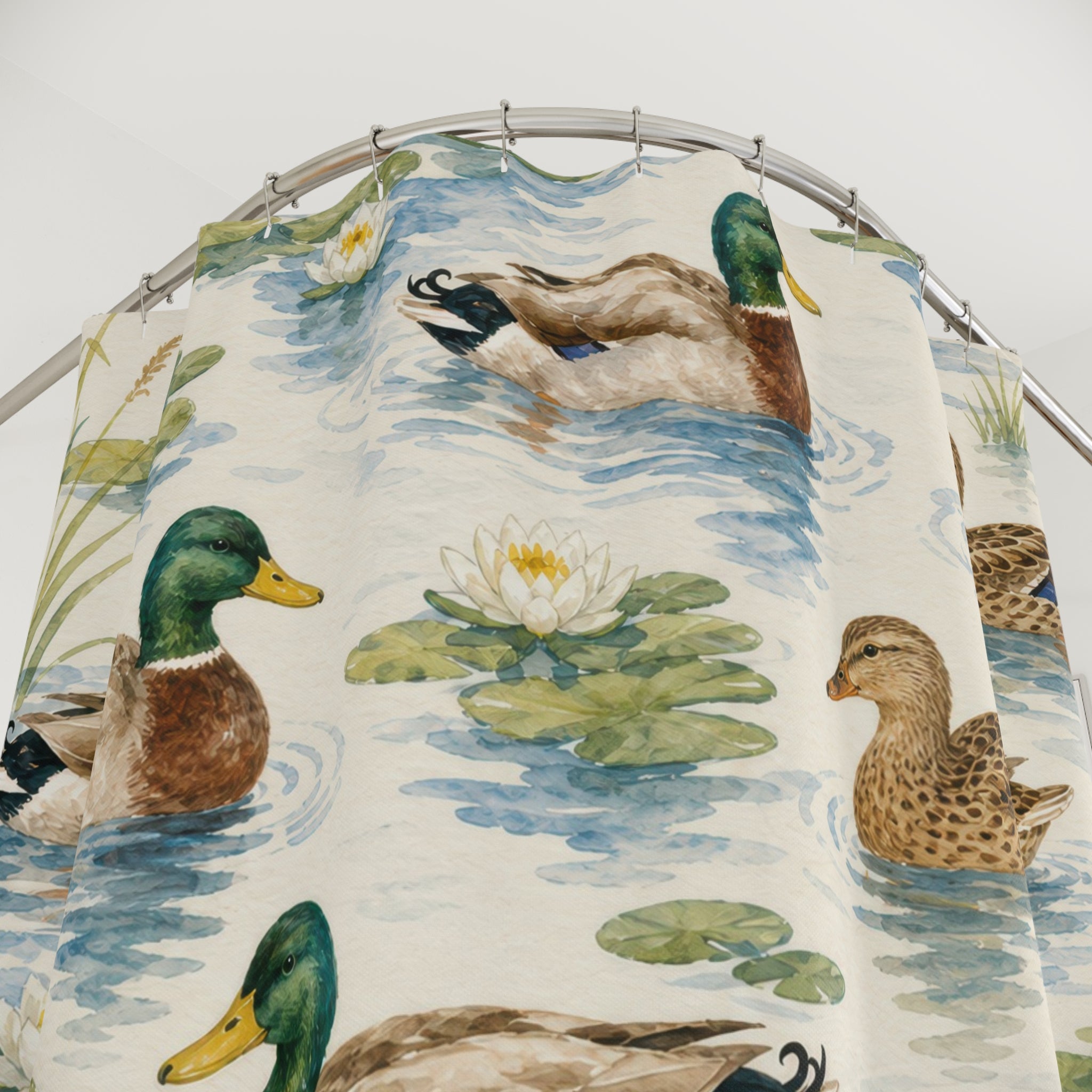 Watercolor Mallard Pond Shower Curtain