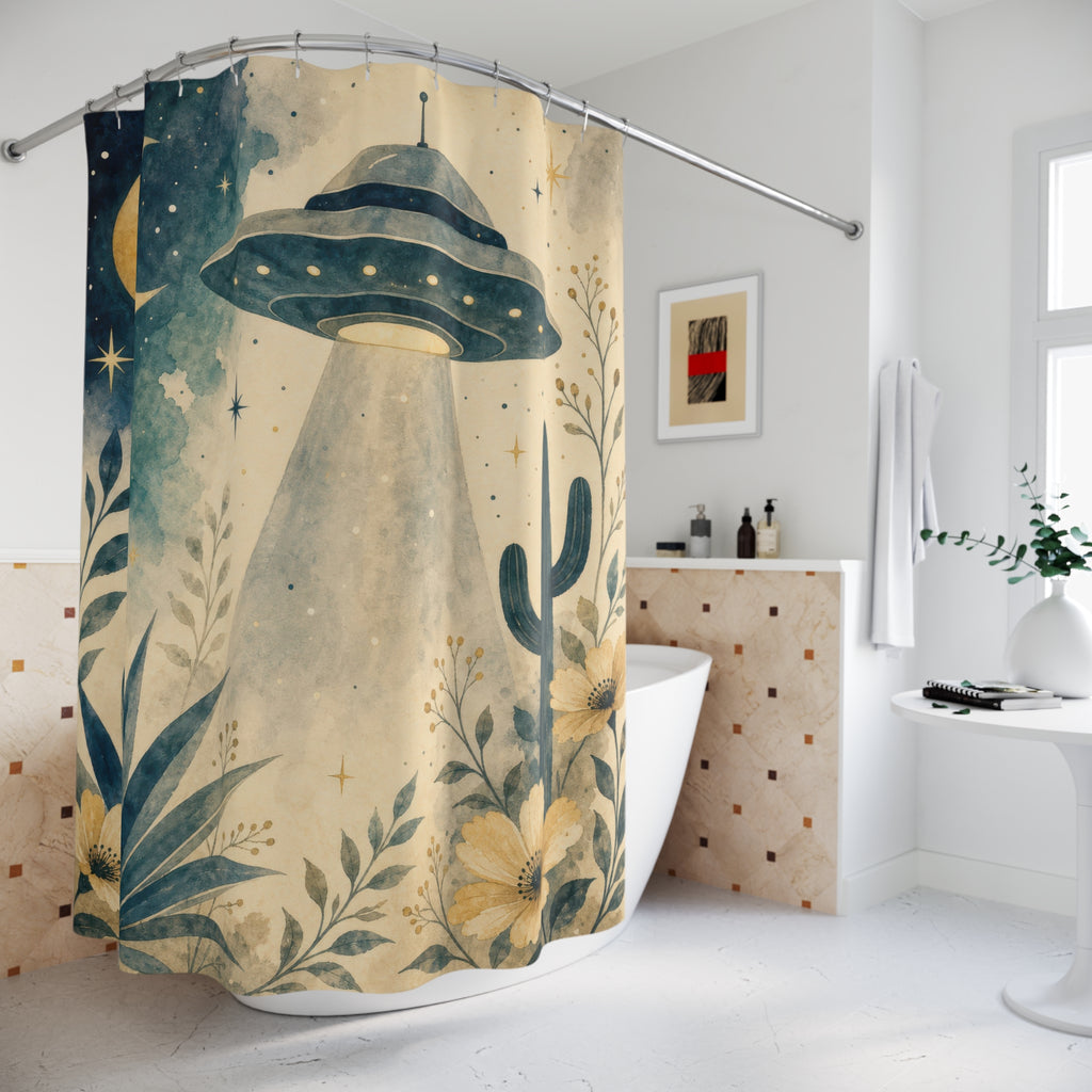 Space Moon UFO Shower Curtain
