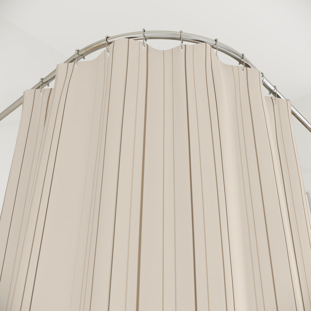 Neutral Ticking Stripe Shower Curtain – Beige and Brown