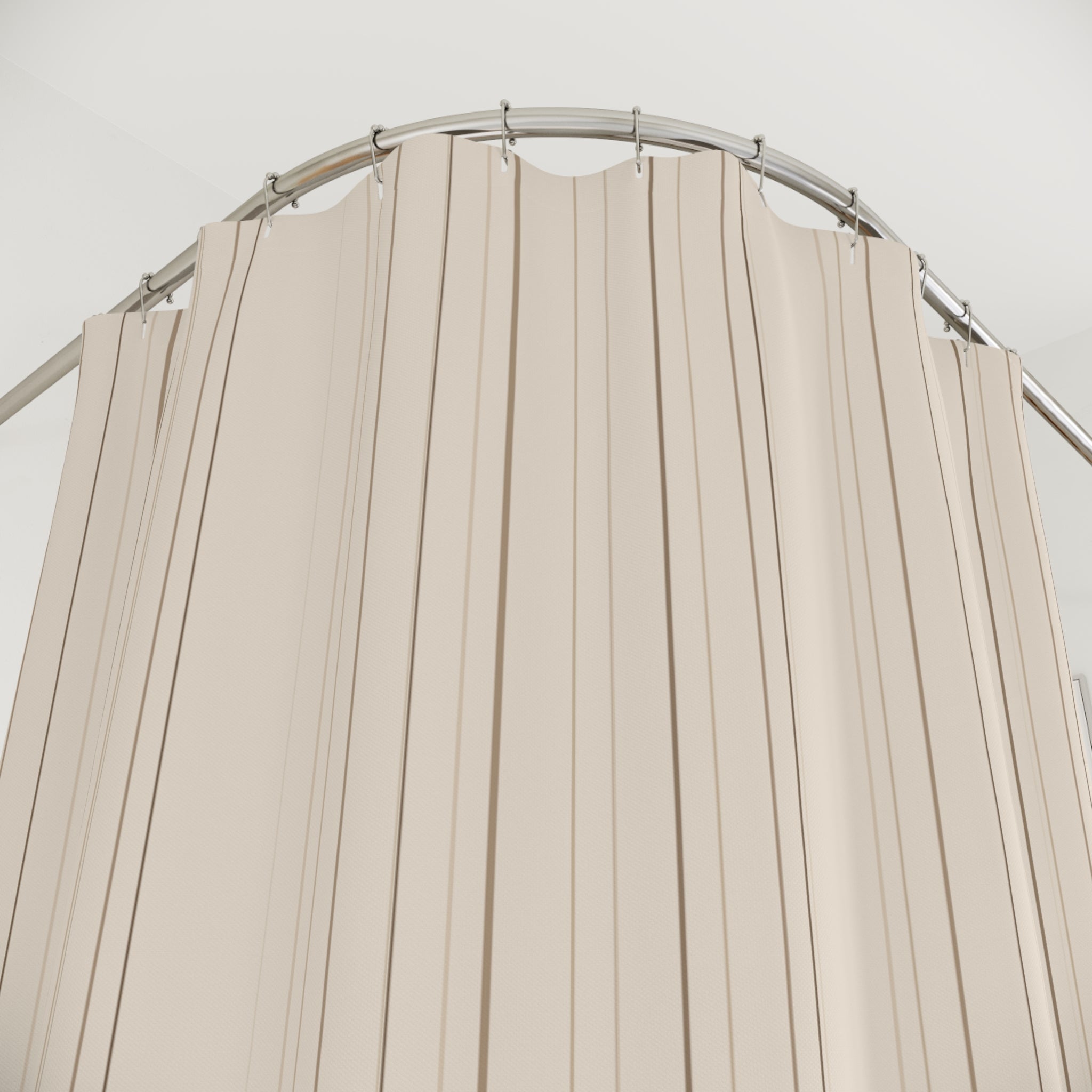 Neutral Ticking Stripe Shower Curtain – Beige and Brown