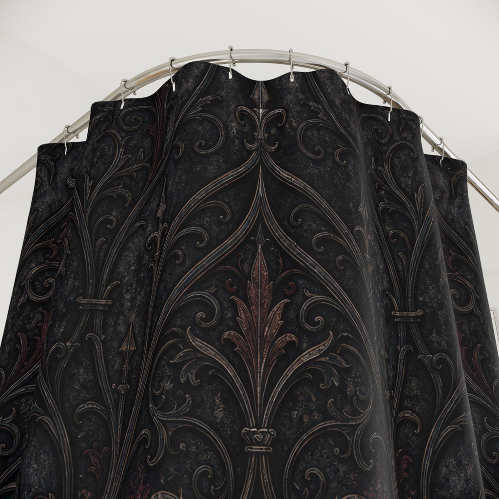 Black Arch Damask Shower Curtain