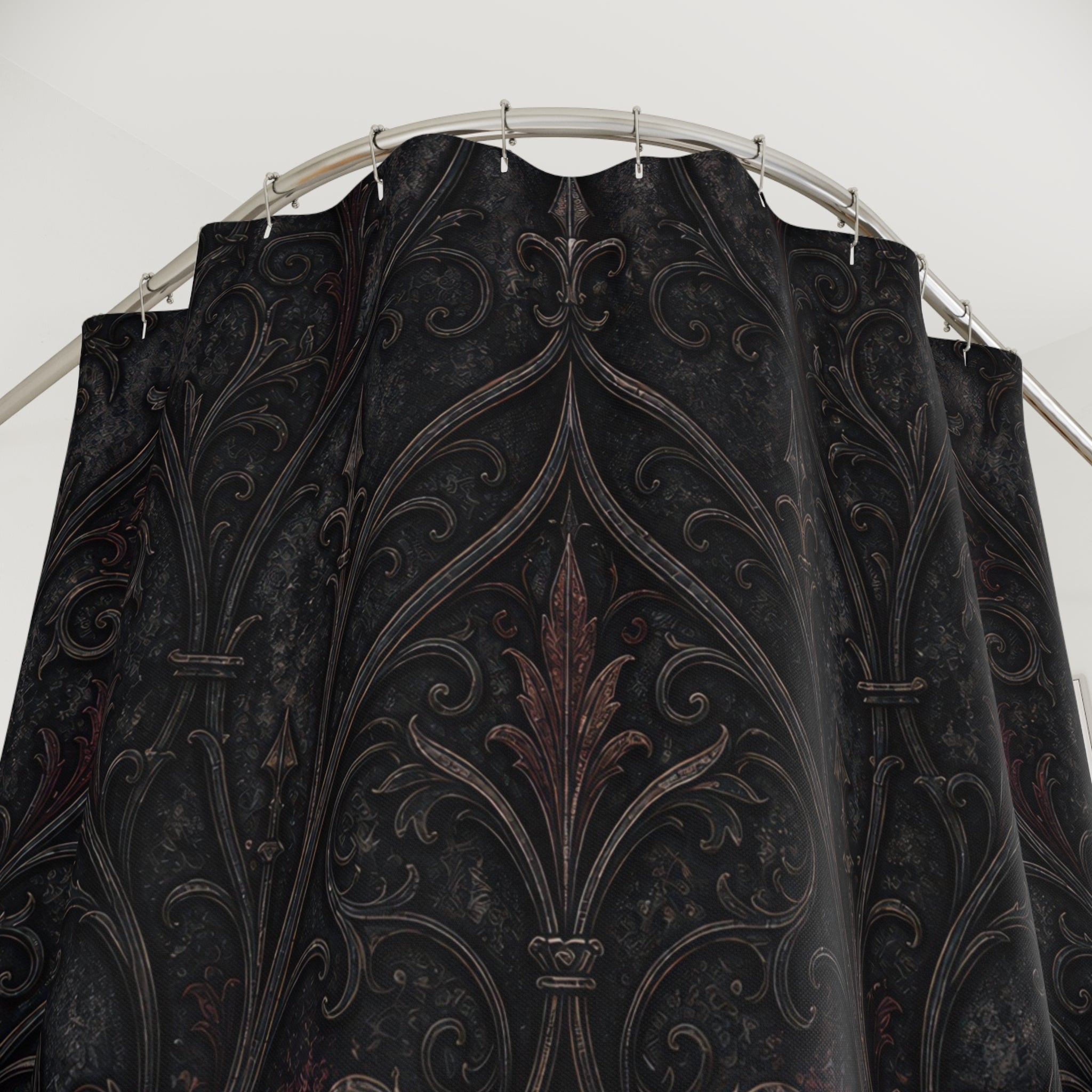 Black Arch Damask Shower Curtain