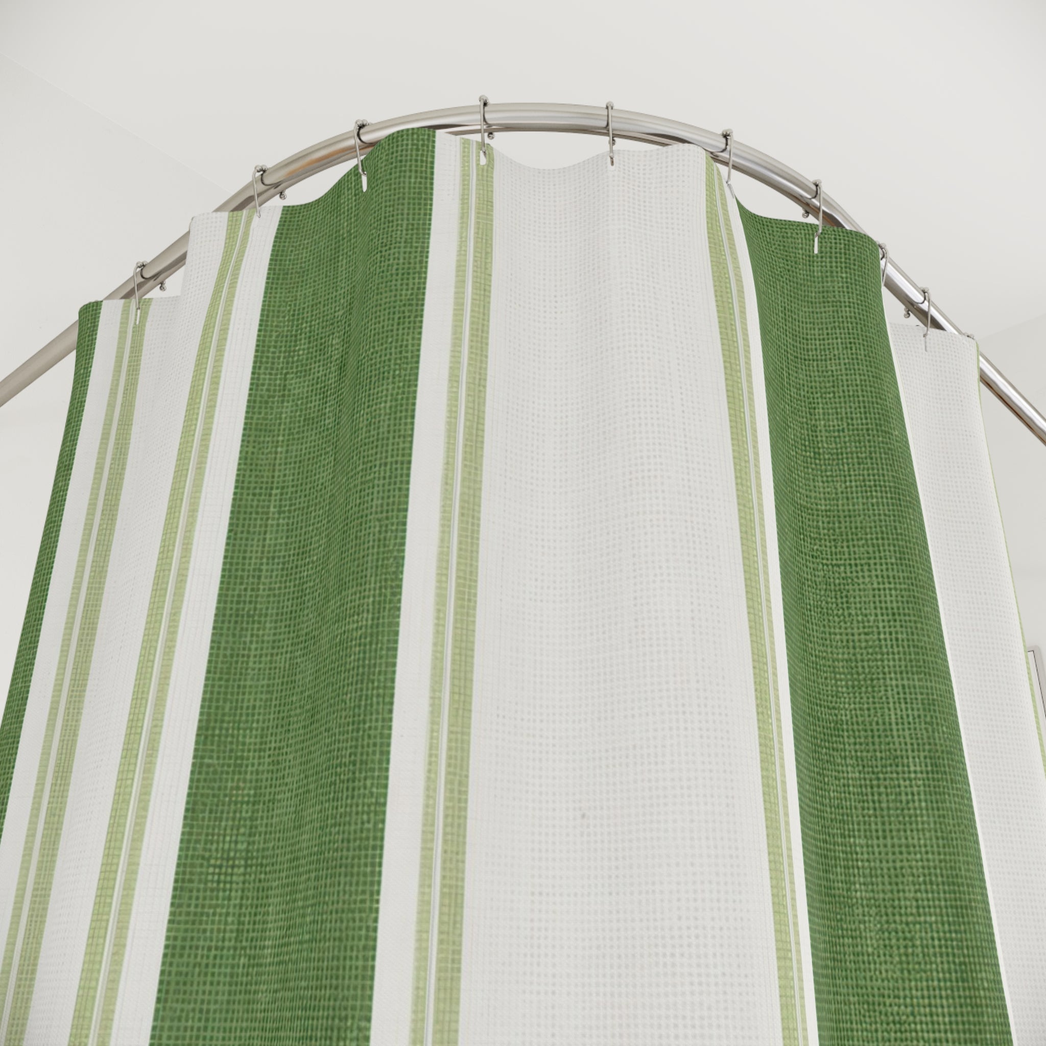Green Cabana Stripe Shower Curtain
