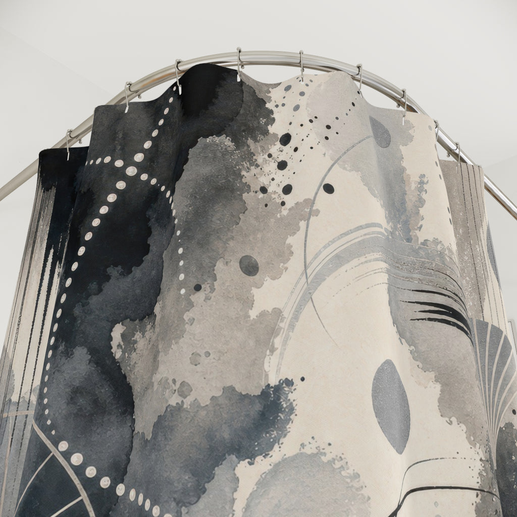 Black Silver Gray Shower Curtain