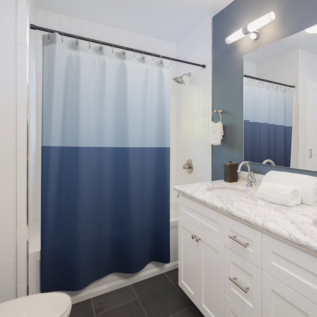Blue and White Sky to Sea Shower Curtain