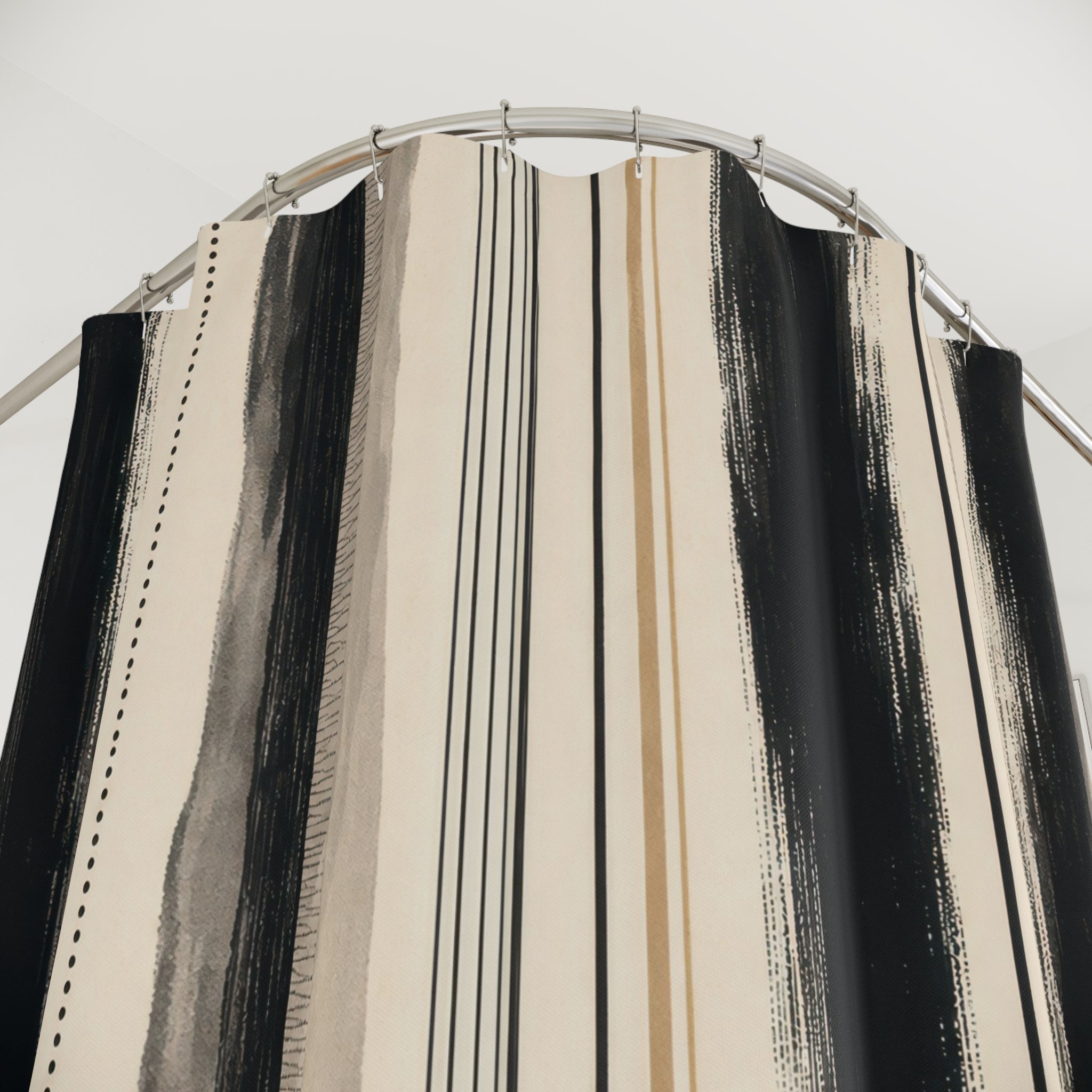 Beige Tan Painted Pinstripe Shower Curtain
