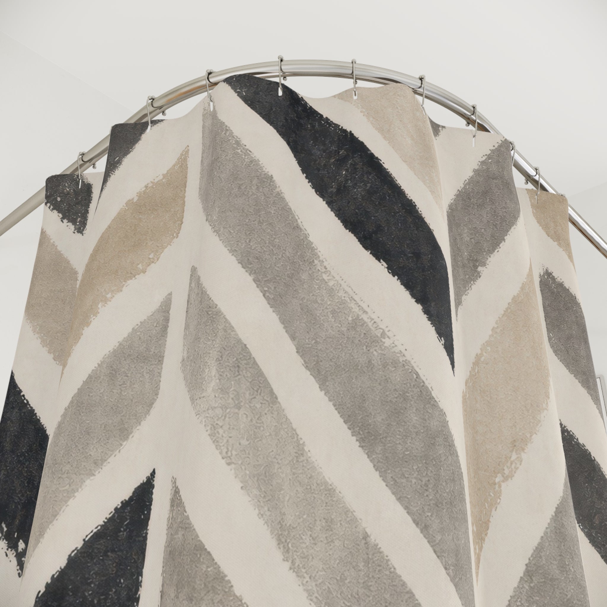 Black Beige Chevron Stripe Shower Curtain