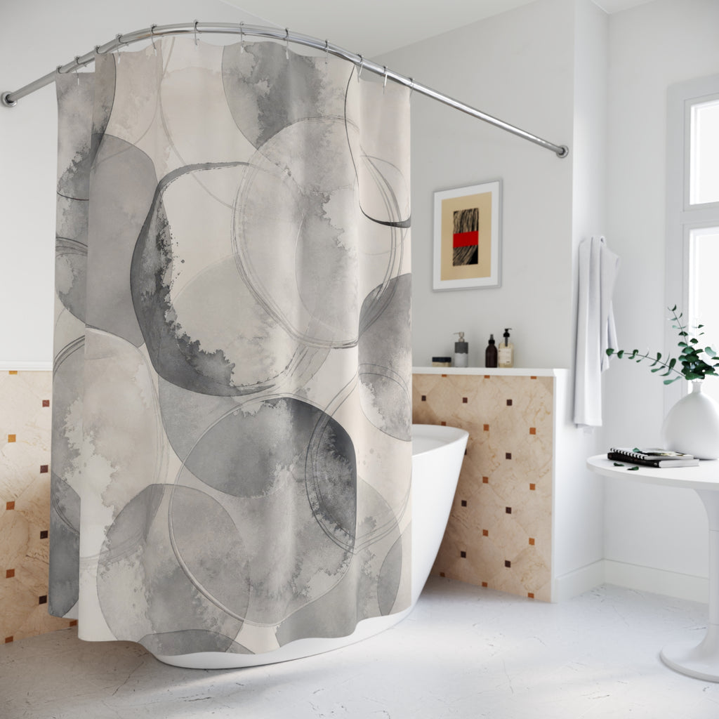 Gray Watercolor Circle Shower Curtain