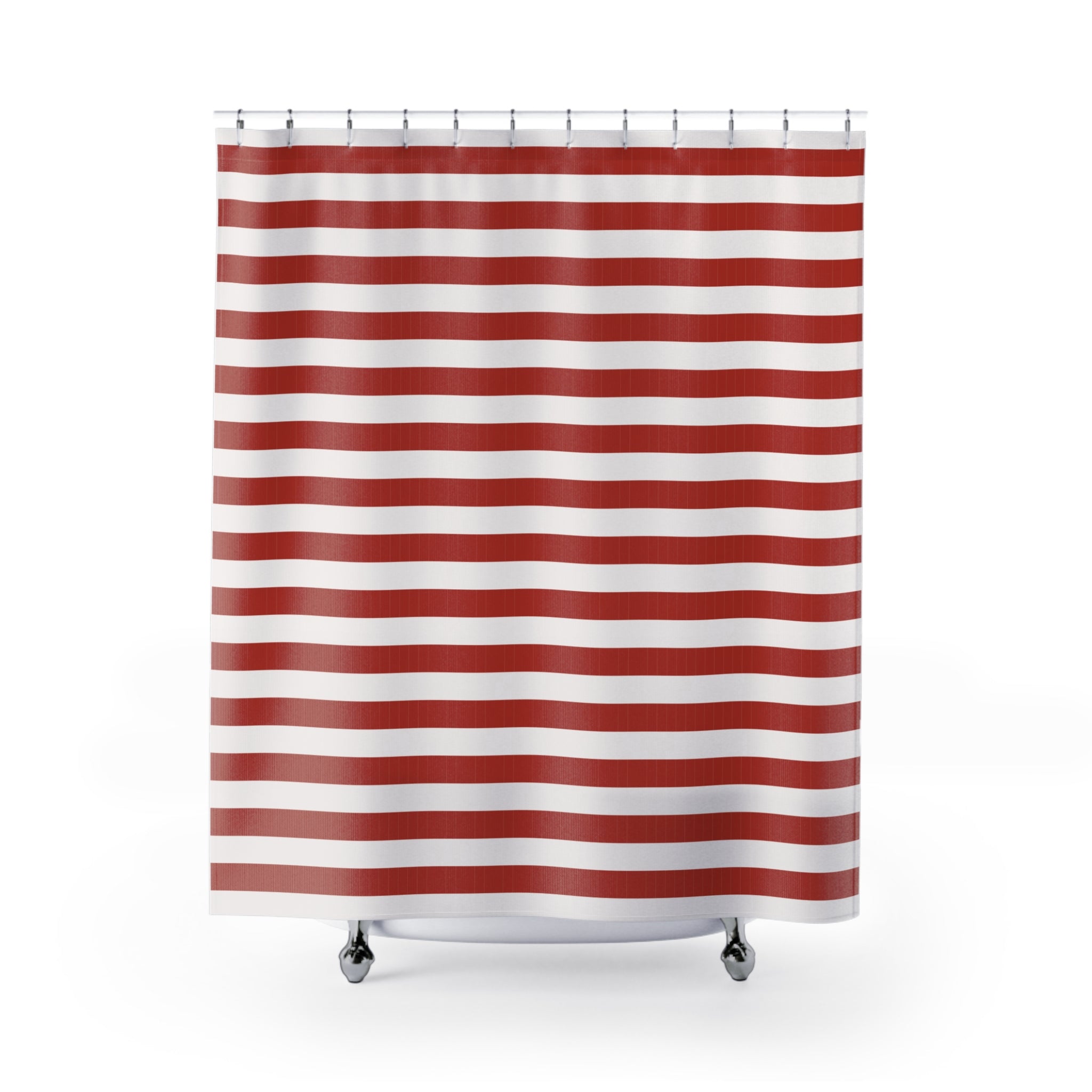 Red & White Horizontal Stripe Shower Curtain – Cabana