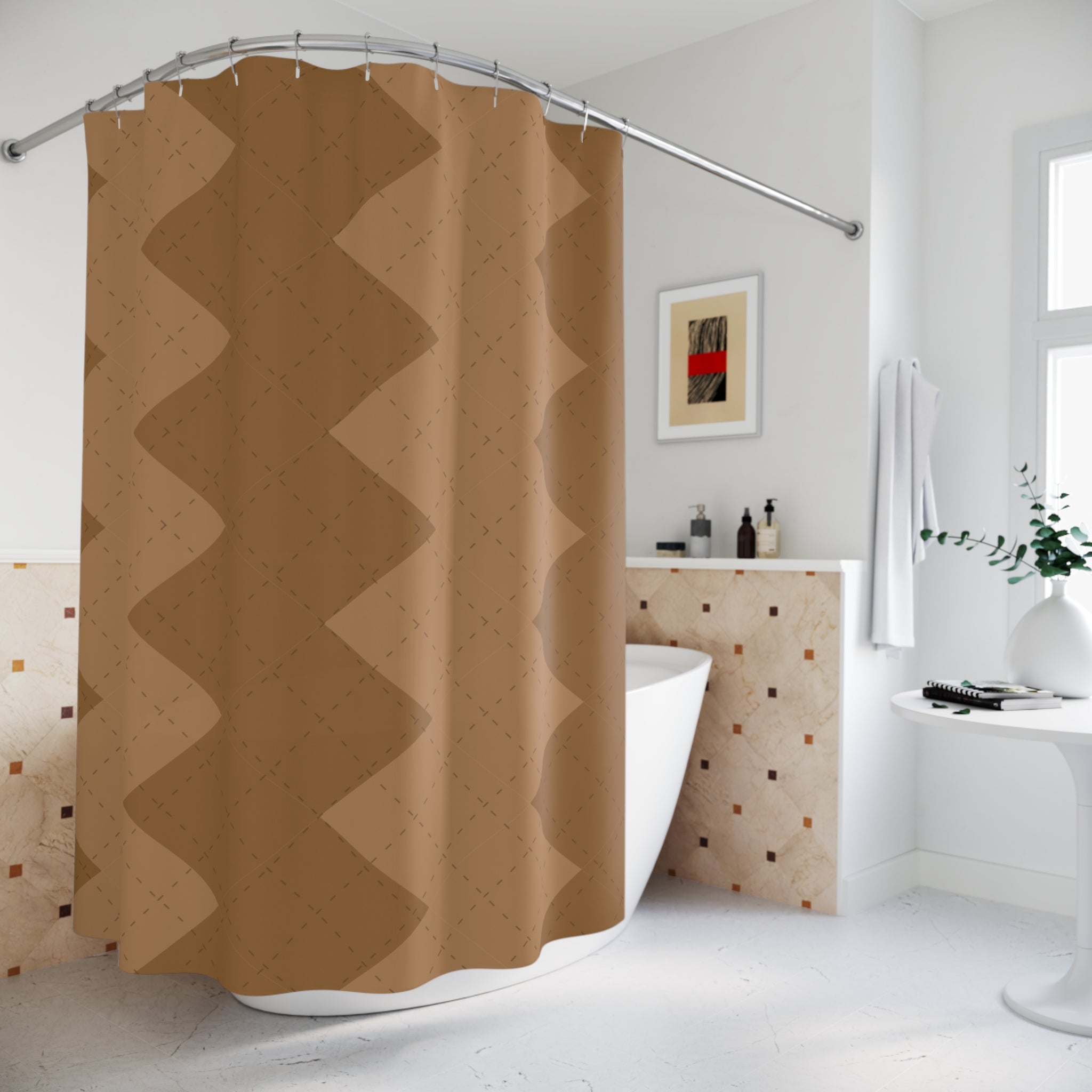 Bronze Argyle Shower Curtain: Metallic Diamonds