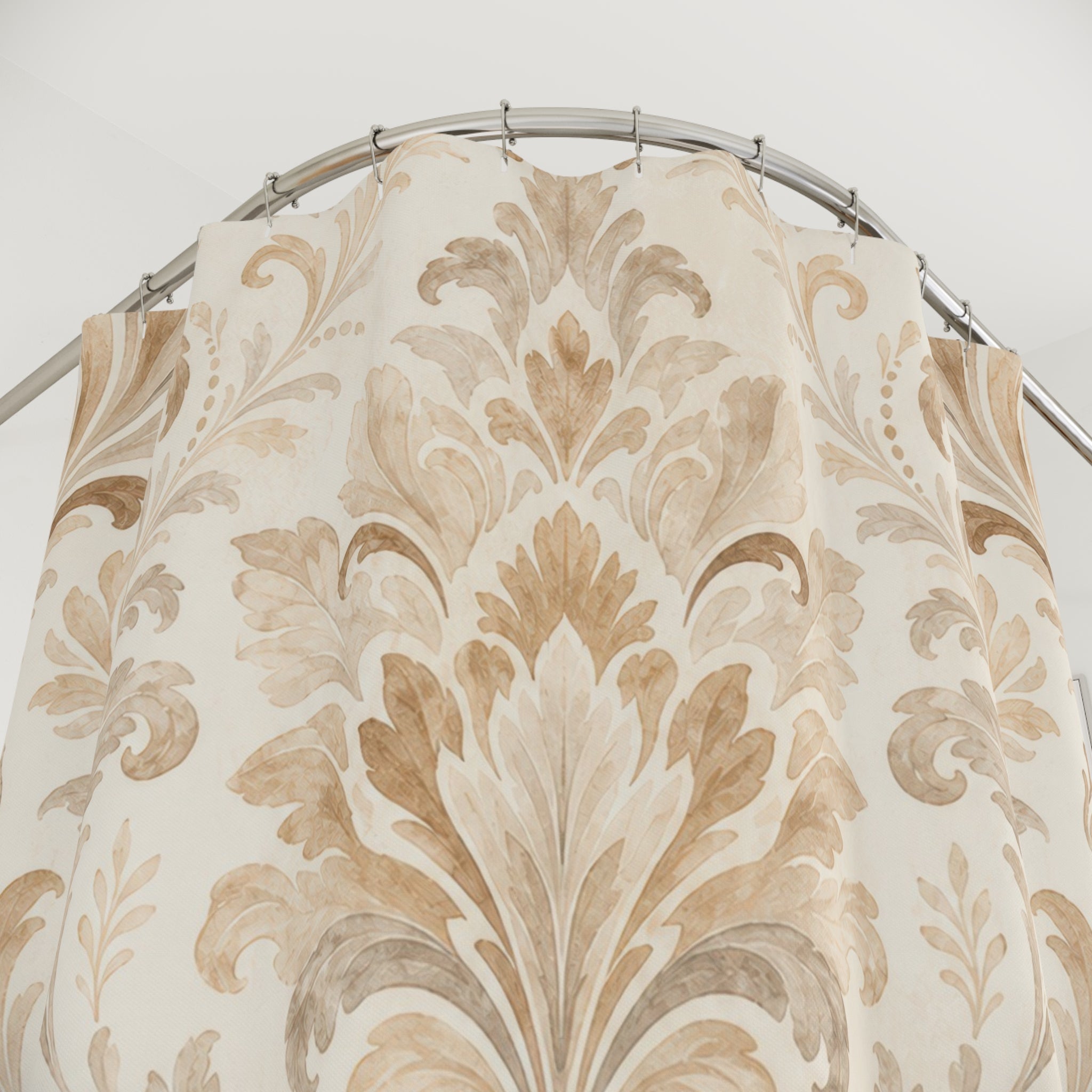 Beige Cream Ornamental Vine Shower Curtain