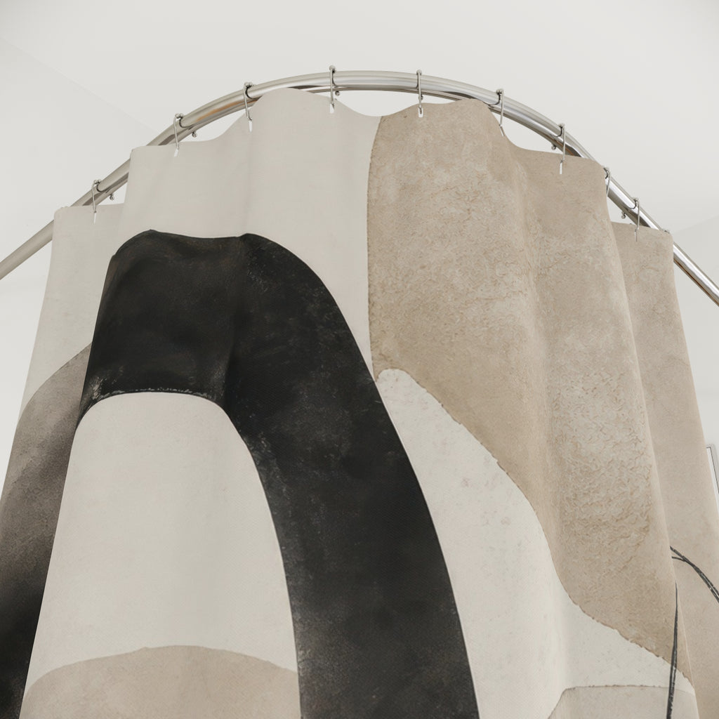 Black Beige Modern Arch Shower Curtain