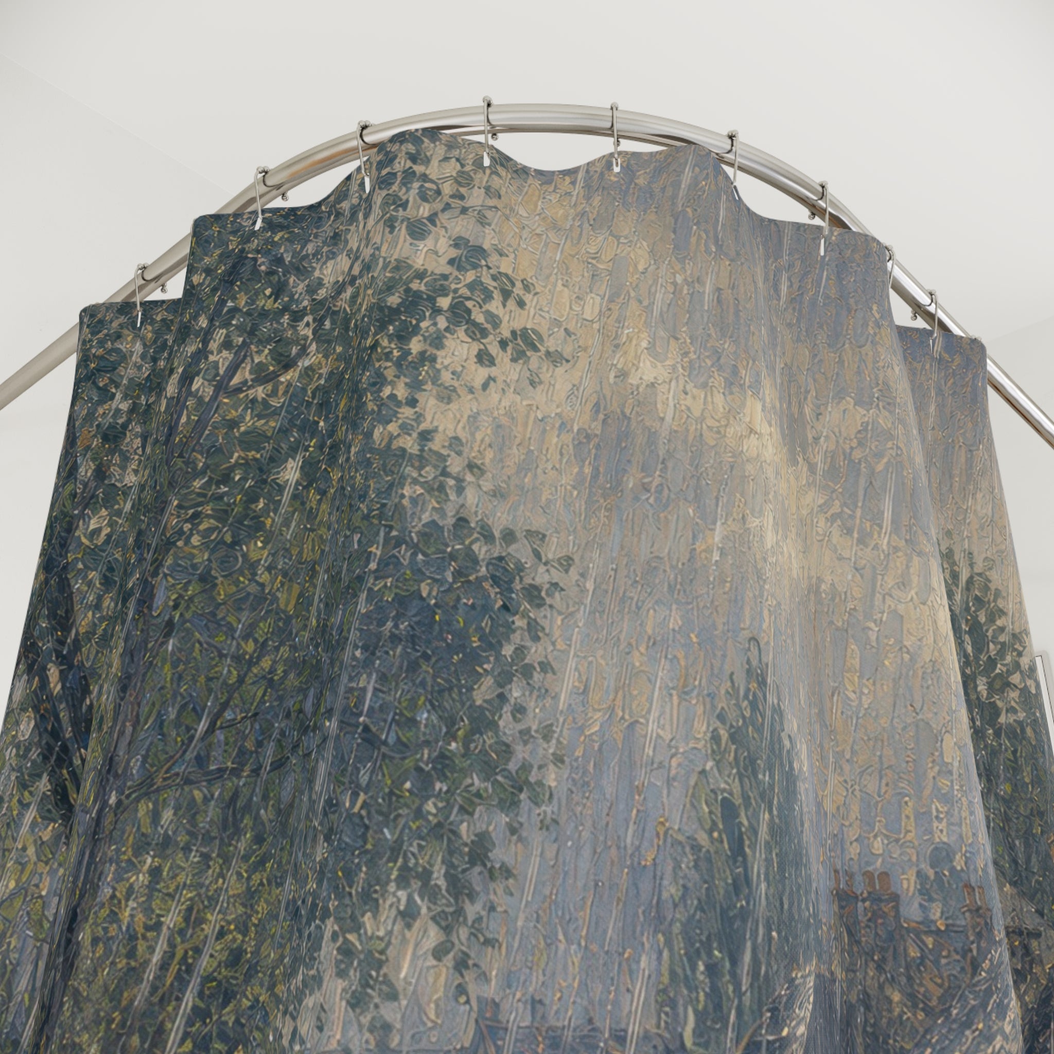 Impressionist Village Road Print Shower Curtain