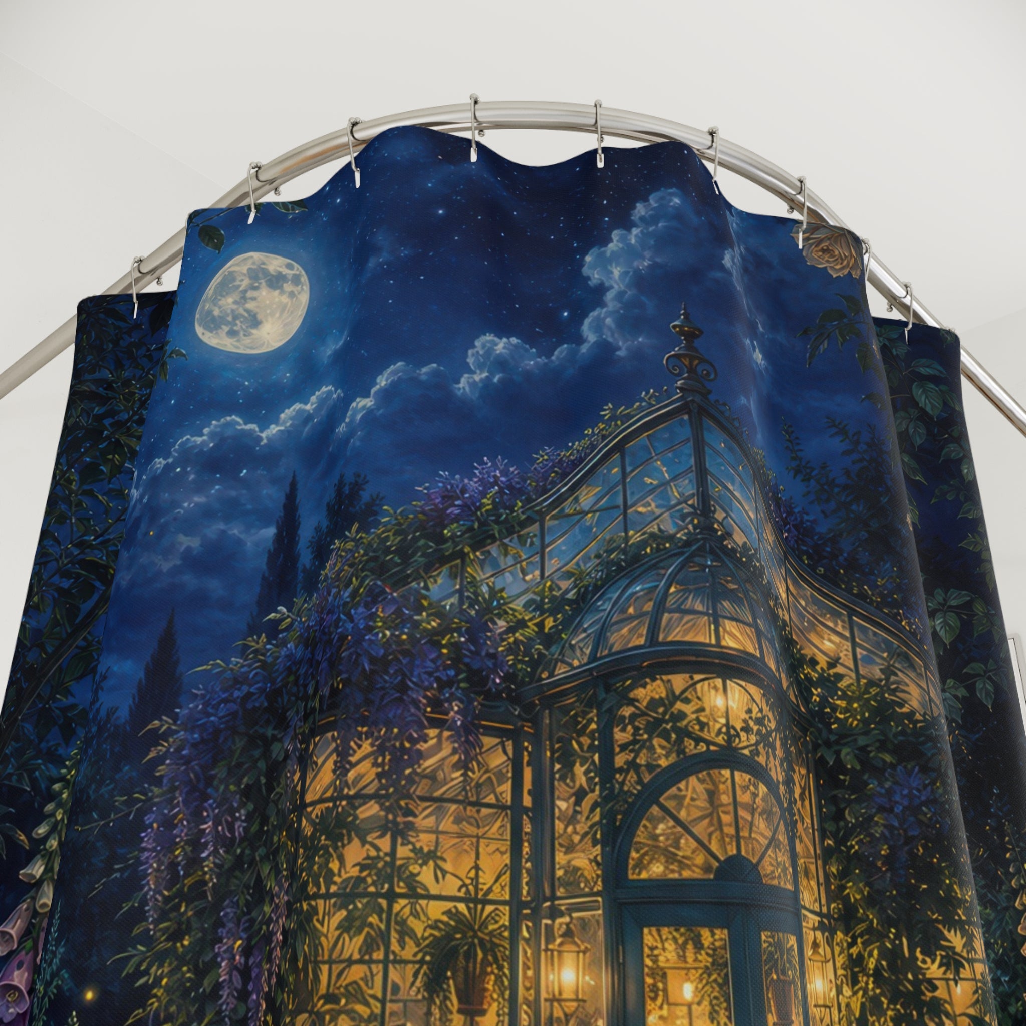 Moonlit Greenhouse Garden Shower Curtain