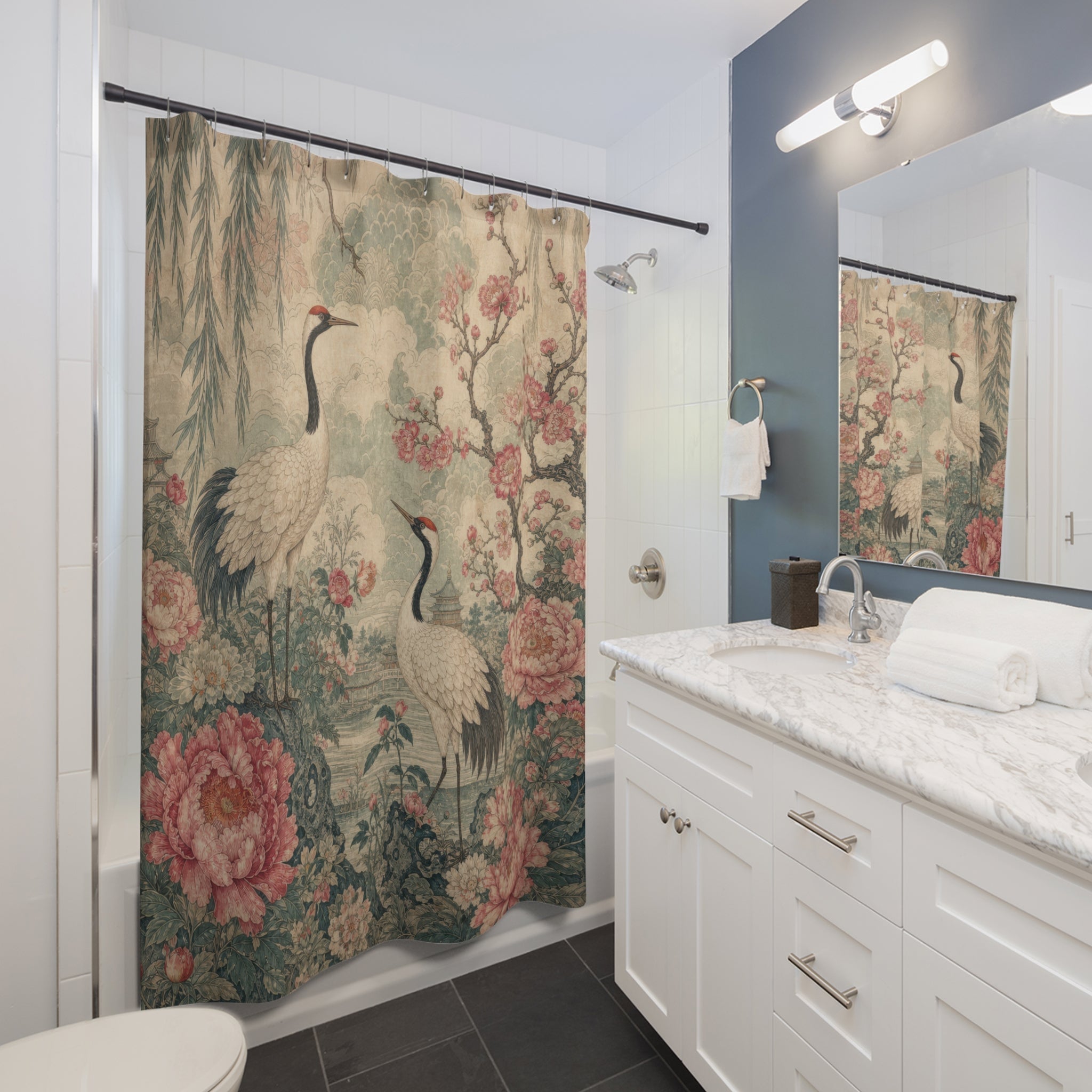 Edwardian Chinoiserie Crane Shower Curtain