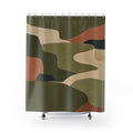 Olive Curved Terrace Color Block Shower Curtain