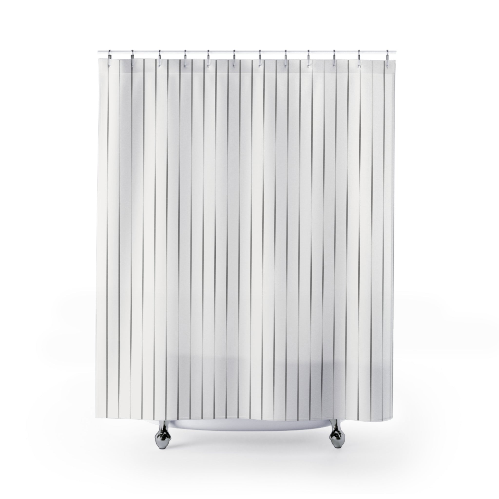 Grey and White Double Pinstripe Shower Curtain