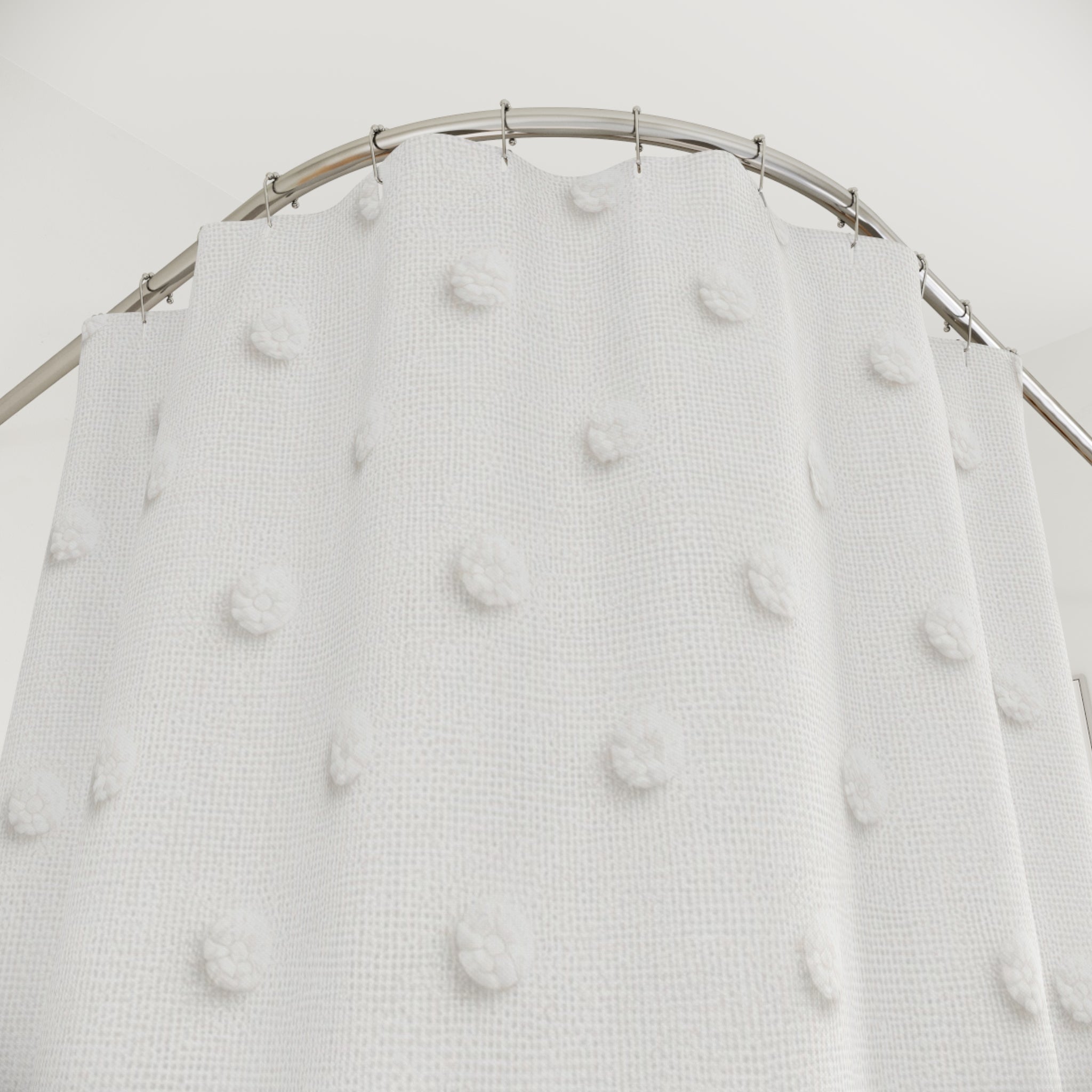 White Swiss Dot Chenille Shower Curtain