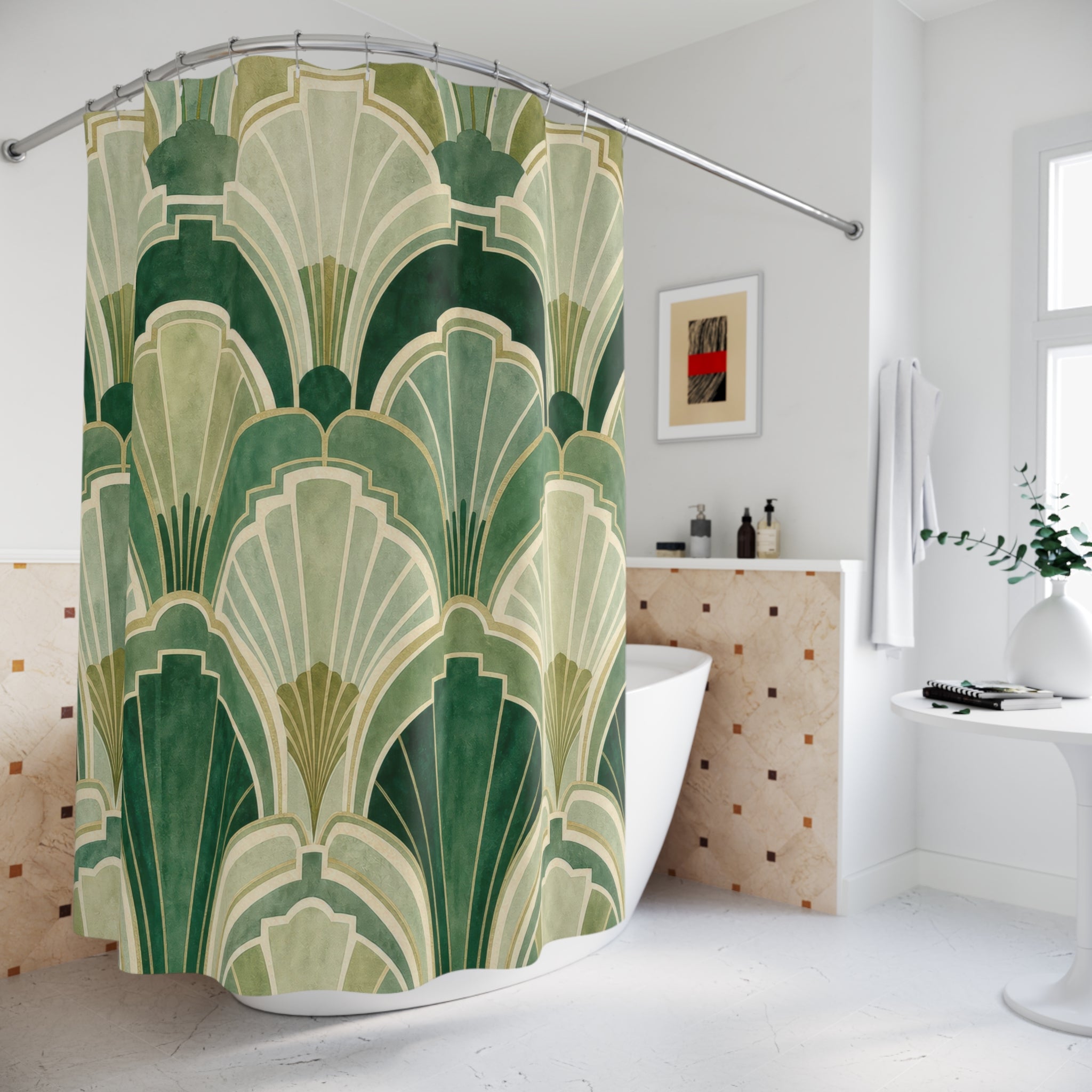 Art Deco Fan Shower Curtain
