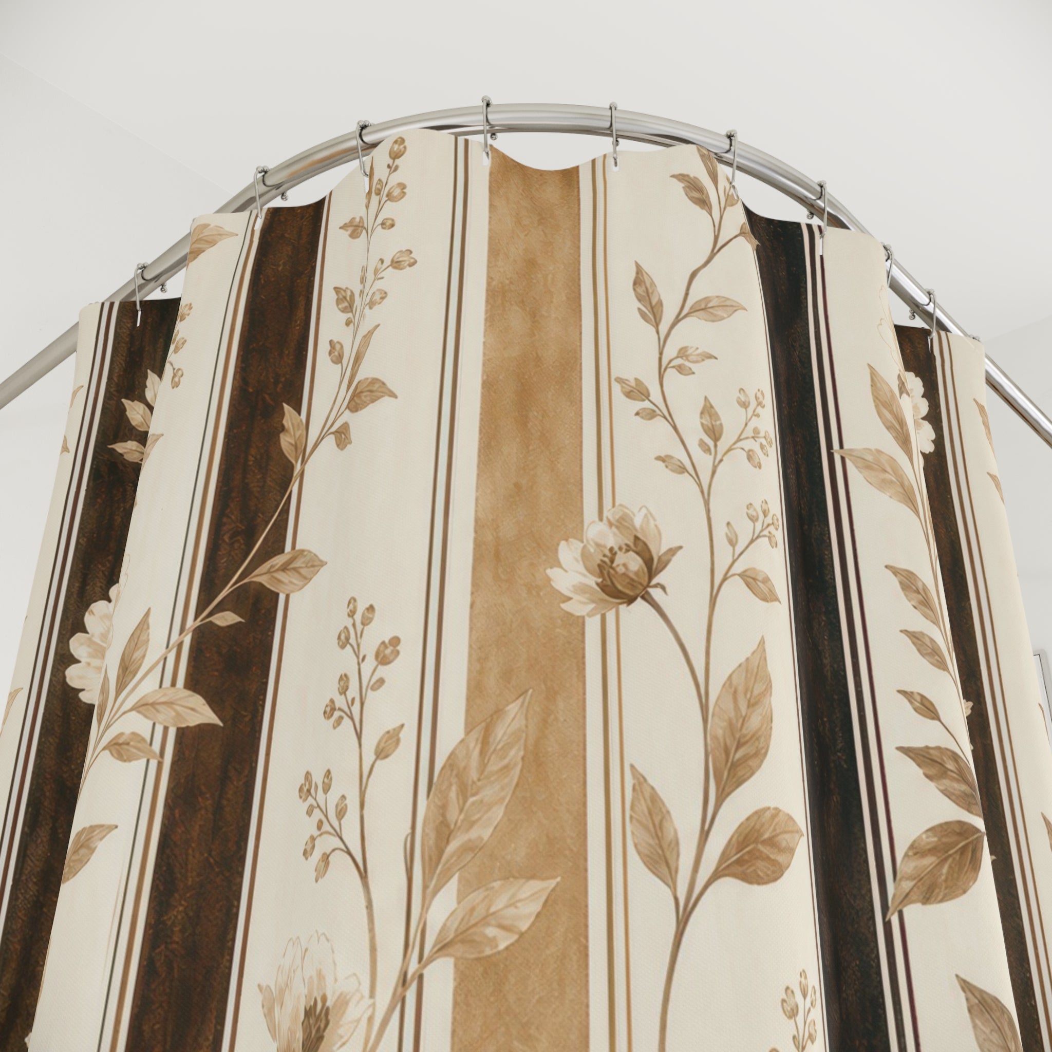 Vertical Botanical Stripe Shower Curtain