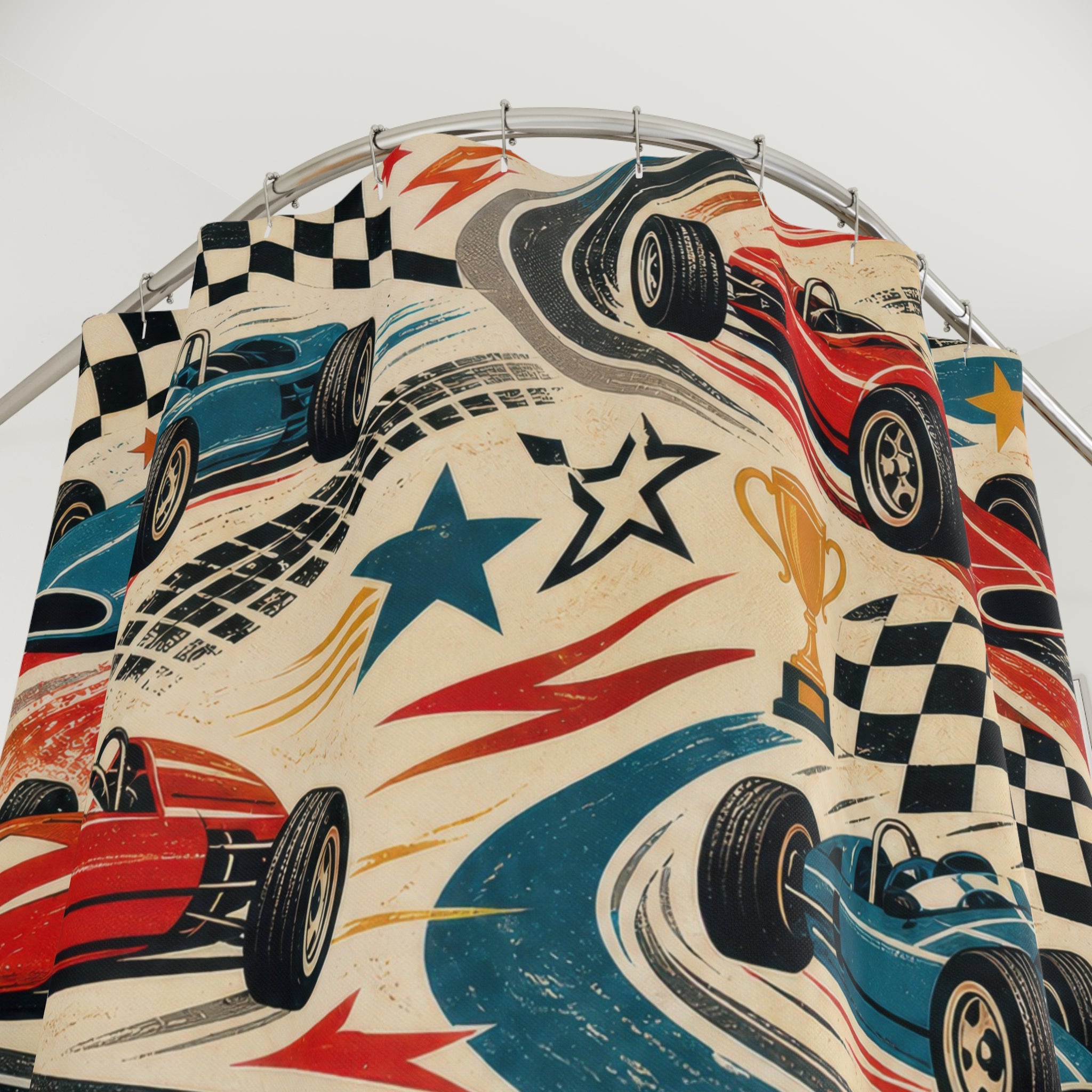 Race Car Kids Shower Curtain