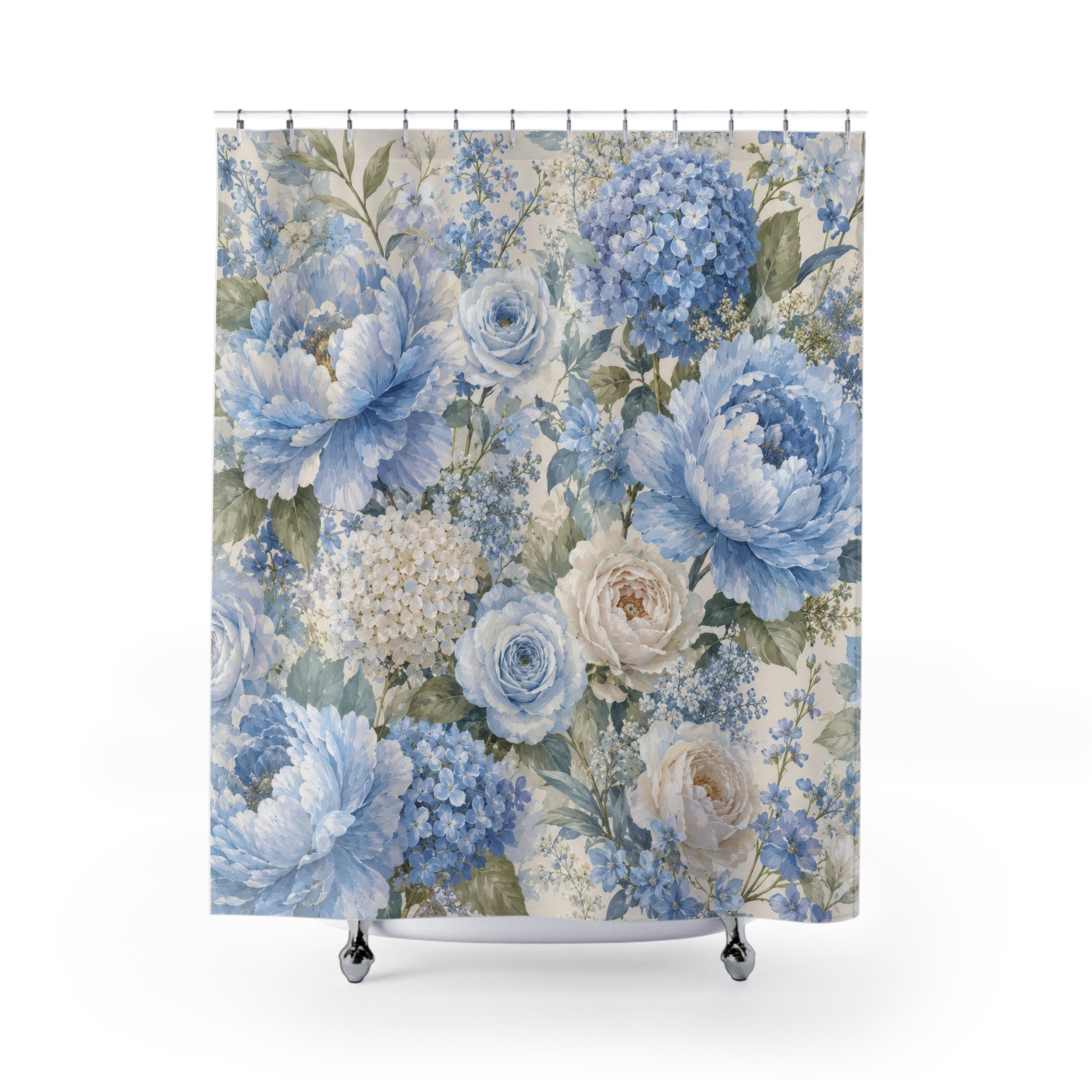Light Blue Floral Shower Curtain: Blue Hydrangea Flower