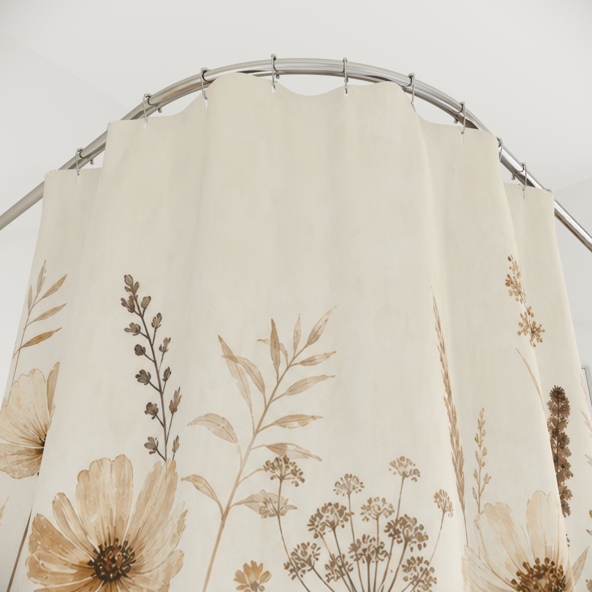 Beige Wildflower Meadow Shower Curtain